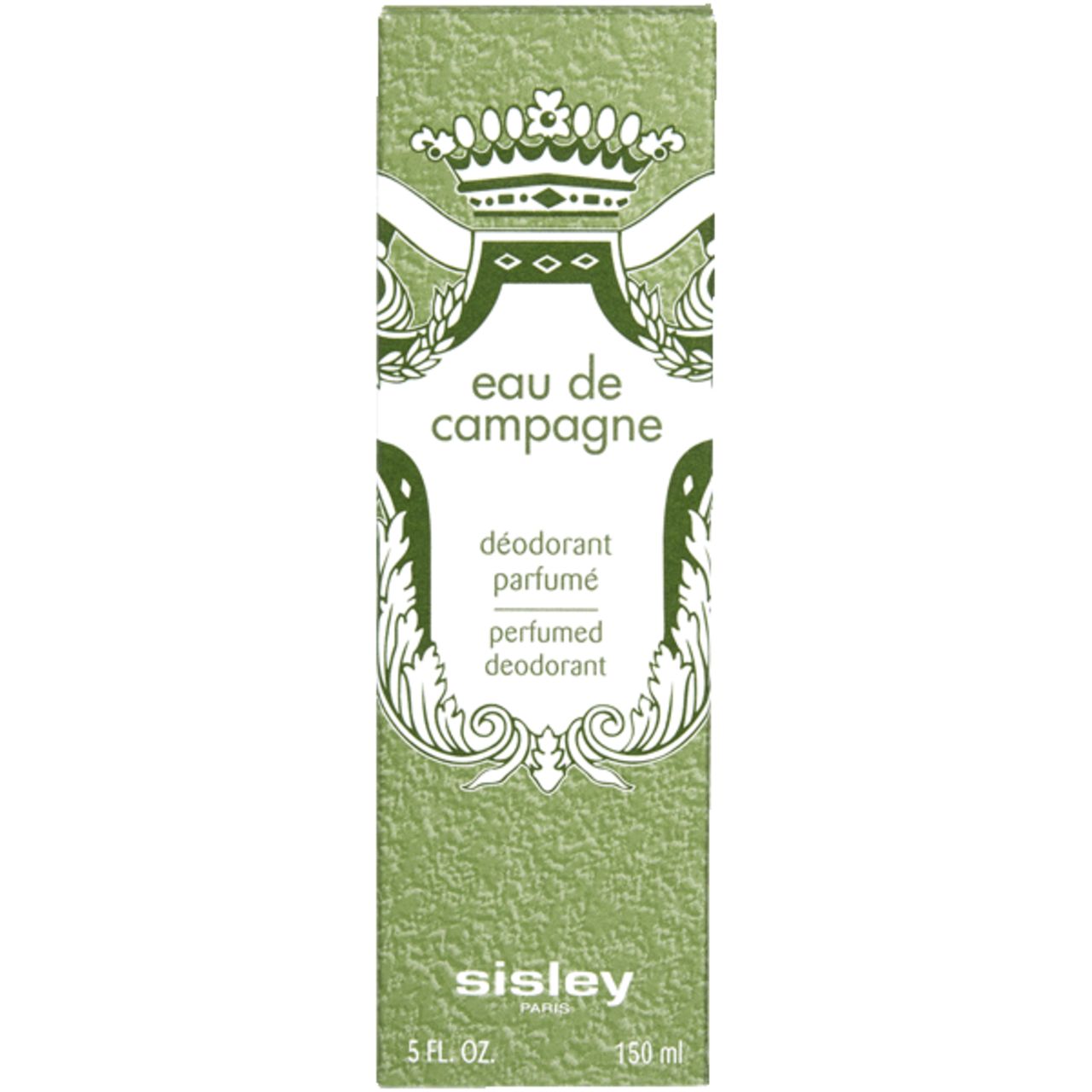 Grüne Verpackung mit Schriftzug Eau de Campagne, Sisley Paris. Enthält Deodorant. 150 ml.