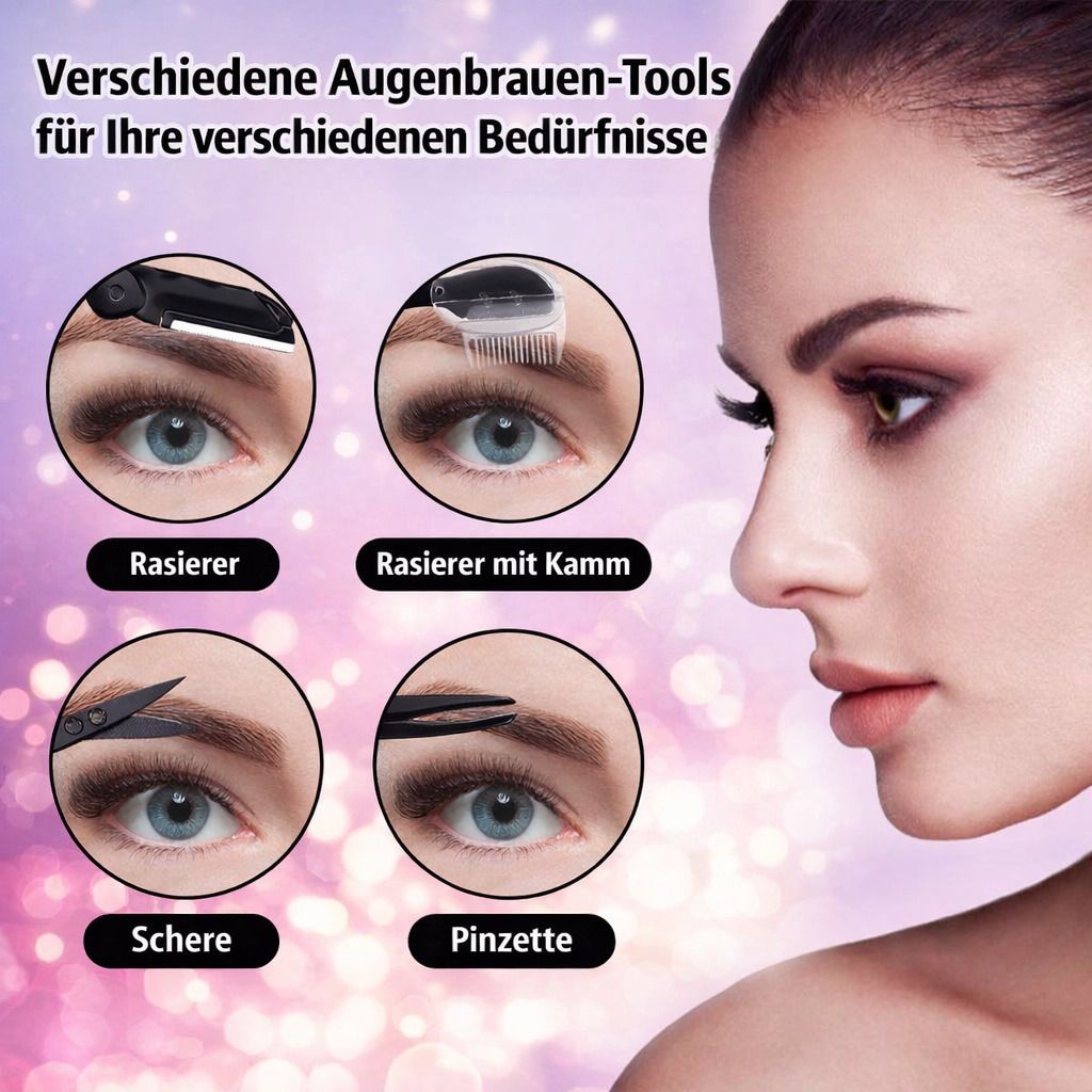 COOL-i Augenbrauenpinzette Set, Edelstahl-Pinzetten für präzise Augenbrauenpflege