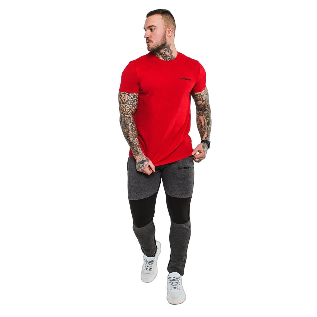 GymBeam T-Shirt Herren Regular Kurzarm Cherry Red
