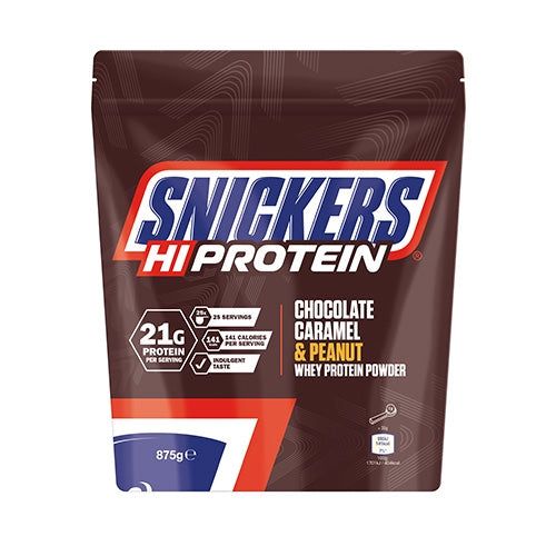 Snickers Hi Protein Schoko Karamell Erdnuss Whey Protein Pulver, 875g Beutel.