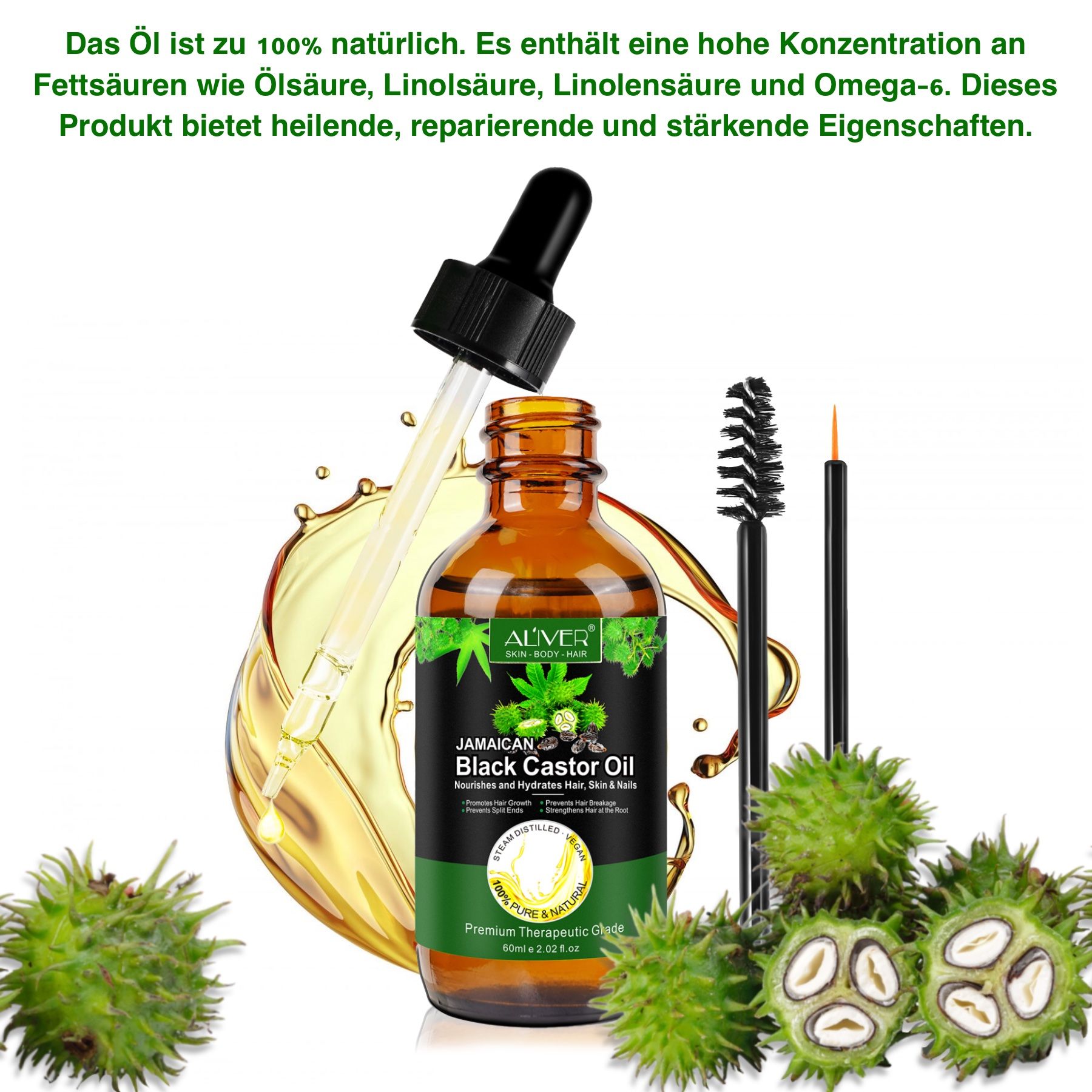 ALIVER Haarpflege-Set Rizinus Shampoo Conditioner Haarmaske für Haarwachstum