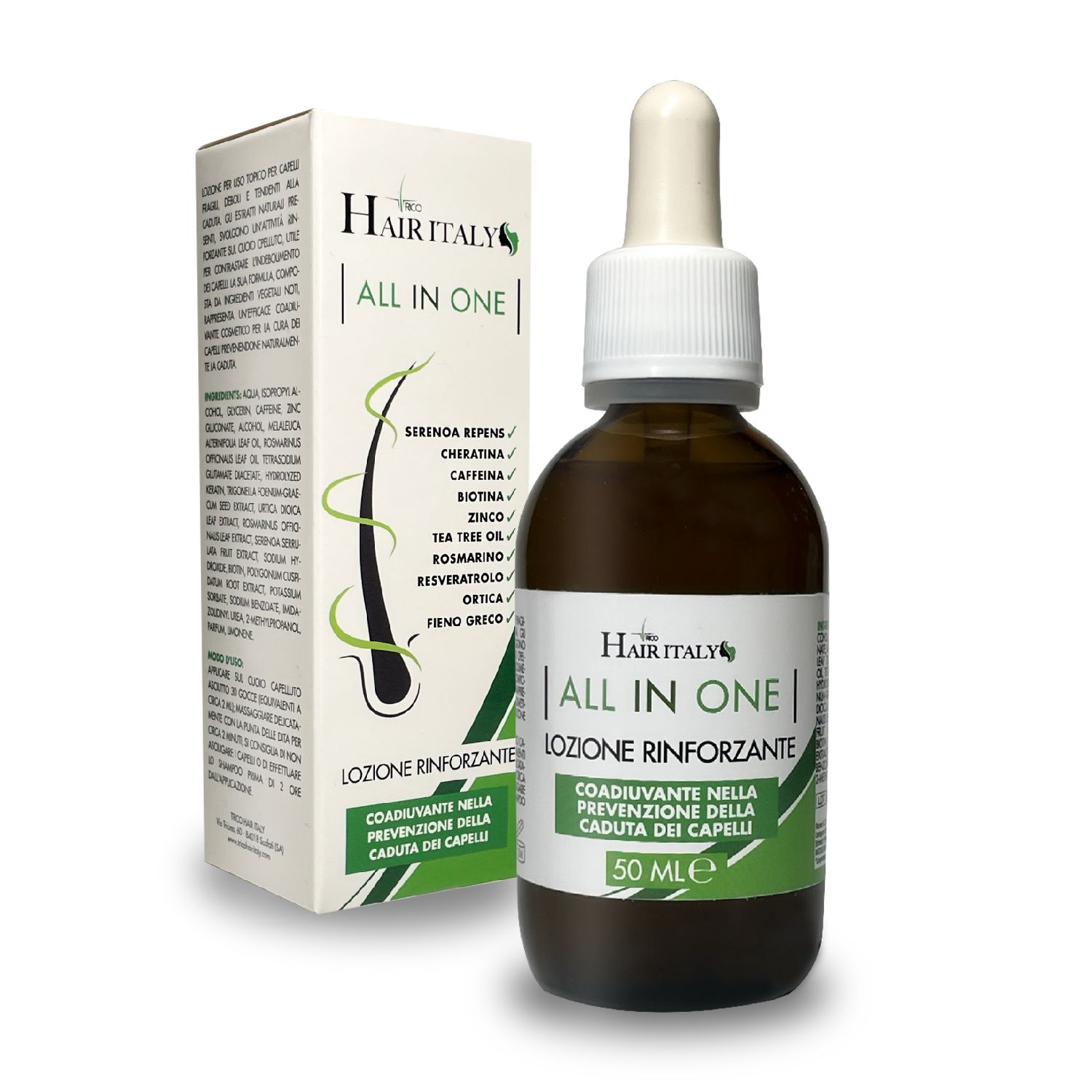 Trico Hair Italy Lozione Anticaduta con Serenoa Repens, Rosmarino e Biotina. Trattamento Ricrescita
