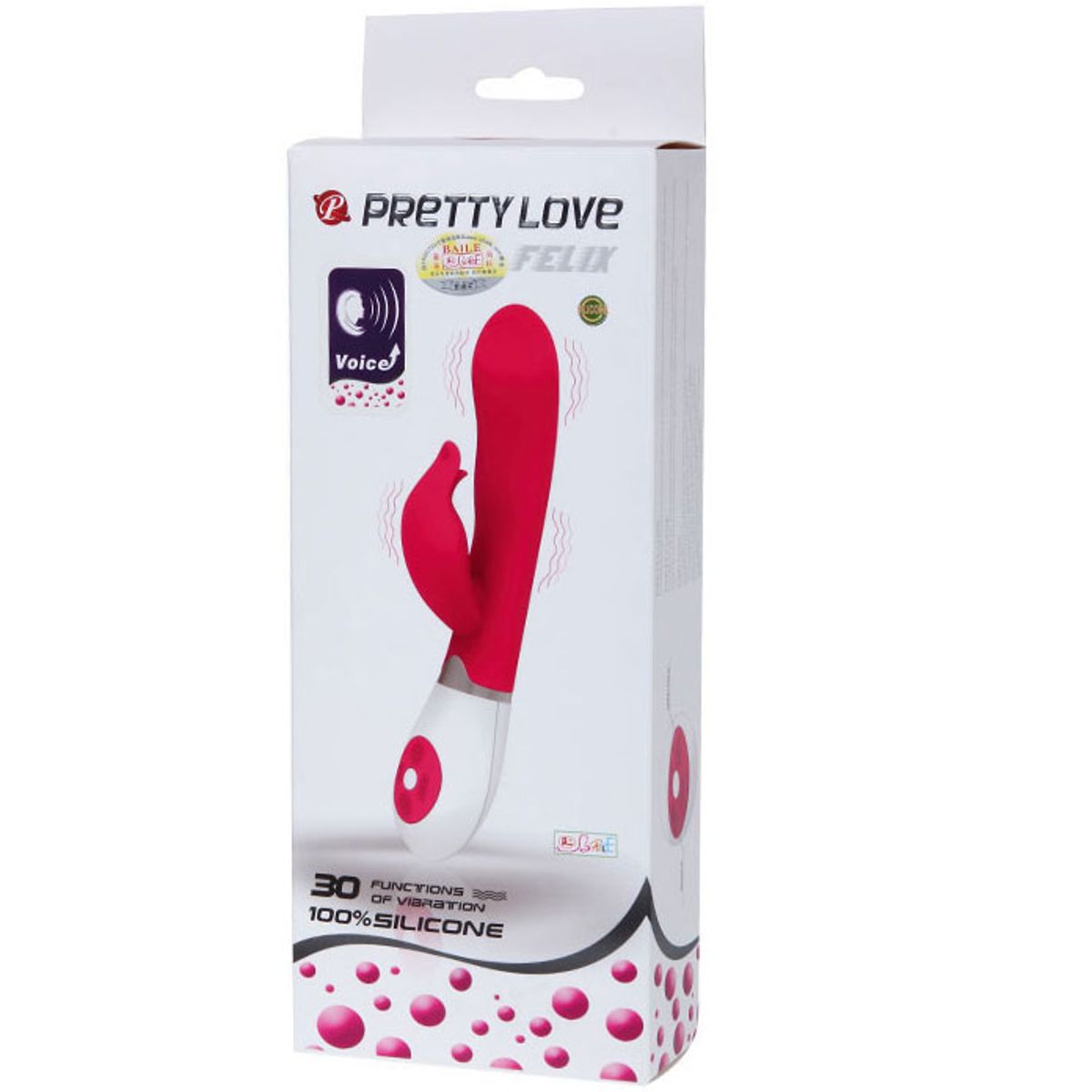 Rabbitvibrator “Felix Voice” | Flüsterleise, 30 verschiedene Schwingungsarten Pretty Love 1 St Vibrator