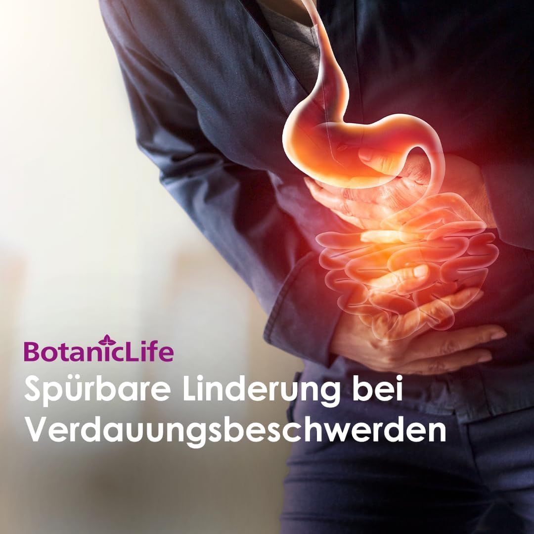 Bauch mit Schmerzen. Text: BotanicLife. Spürbare Linderung bei Verdauungsbeschwerden.