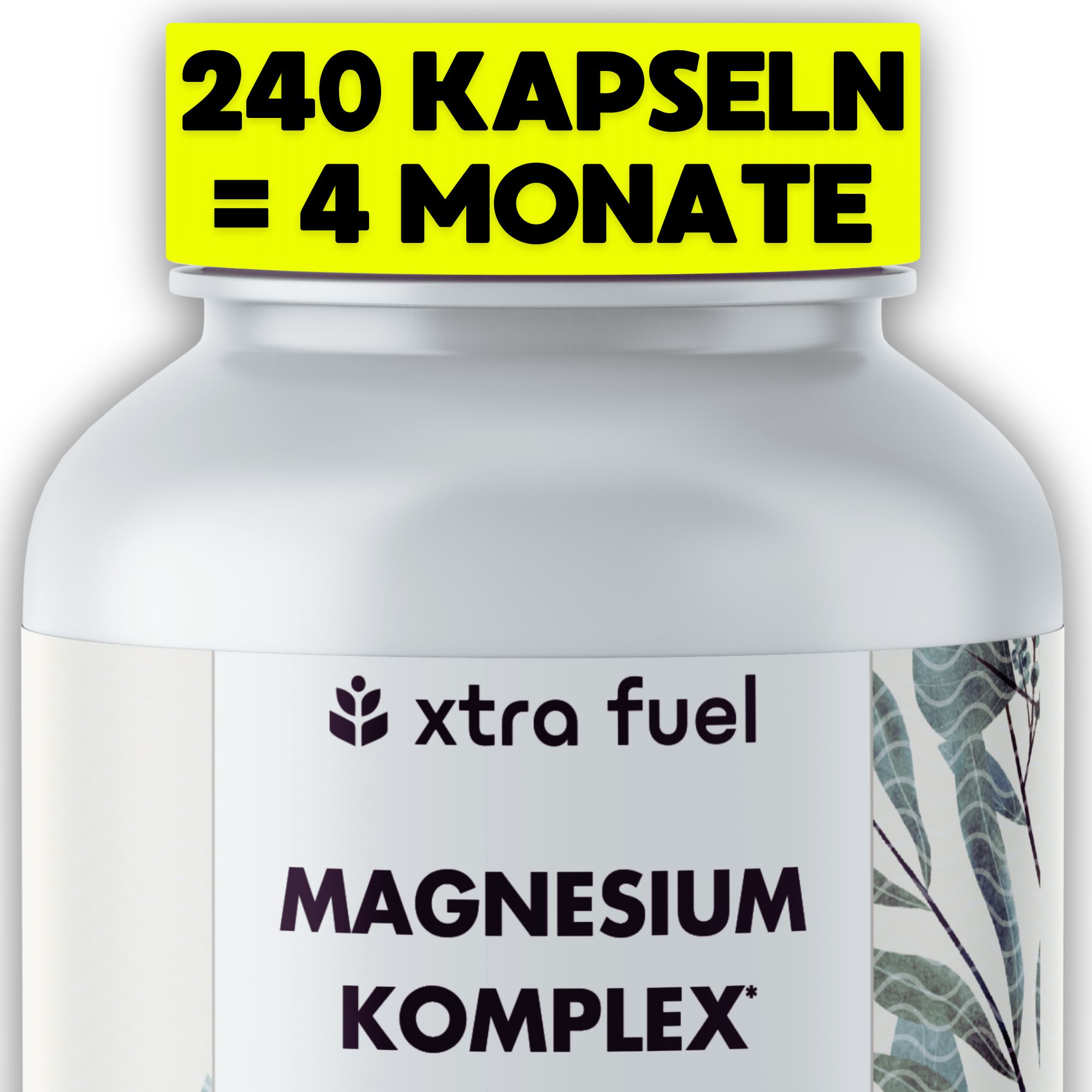 Flasche mit 240 Kapseln XTRA FUEL Magnesium Komplex.