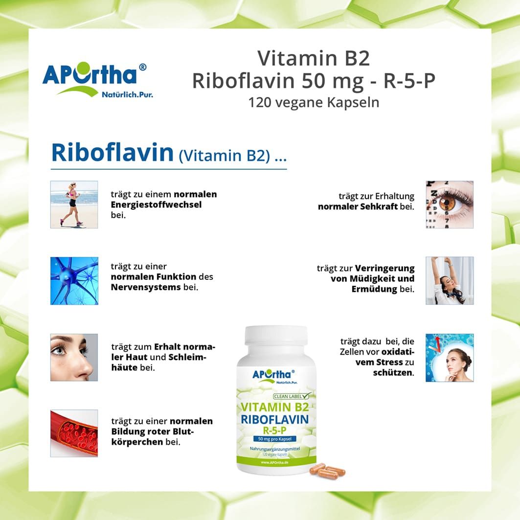 APOrtha® Vitamin B2 - Riboflavin 50 mg - R-5-P - Kapseln