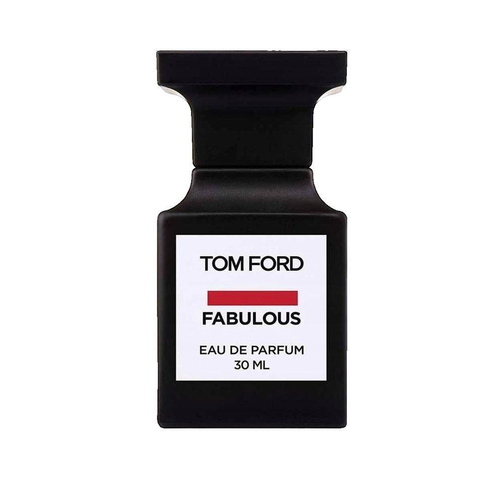 Schwarzer Flakon mit weißem Etikett. Roter Streifen und Schriftzug FABULOUS. Eau de Parfum 30 ml.