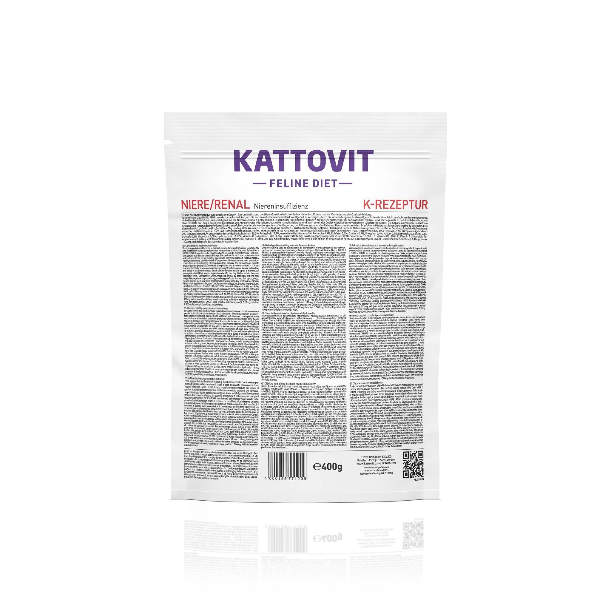 KATTOVIT FELINE DIET NIERE/RENAL K-REZEPTUR Beutel, 400g.