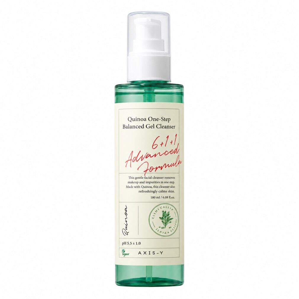 AXIS-Y Quinoa One-Step Balanced Gel Cleanser Flasche, Nahaufnahme.