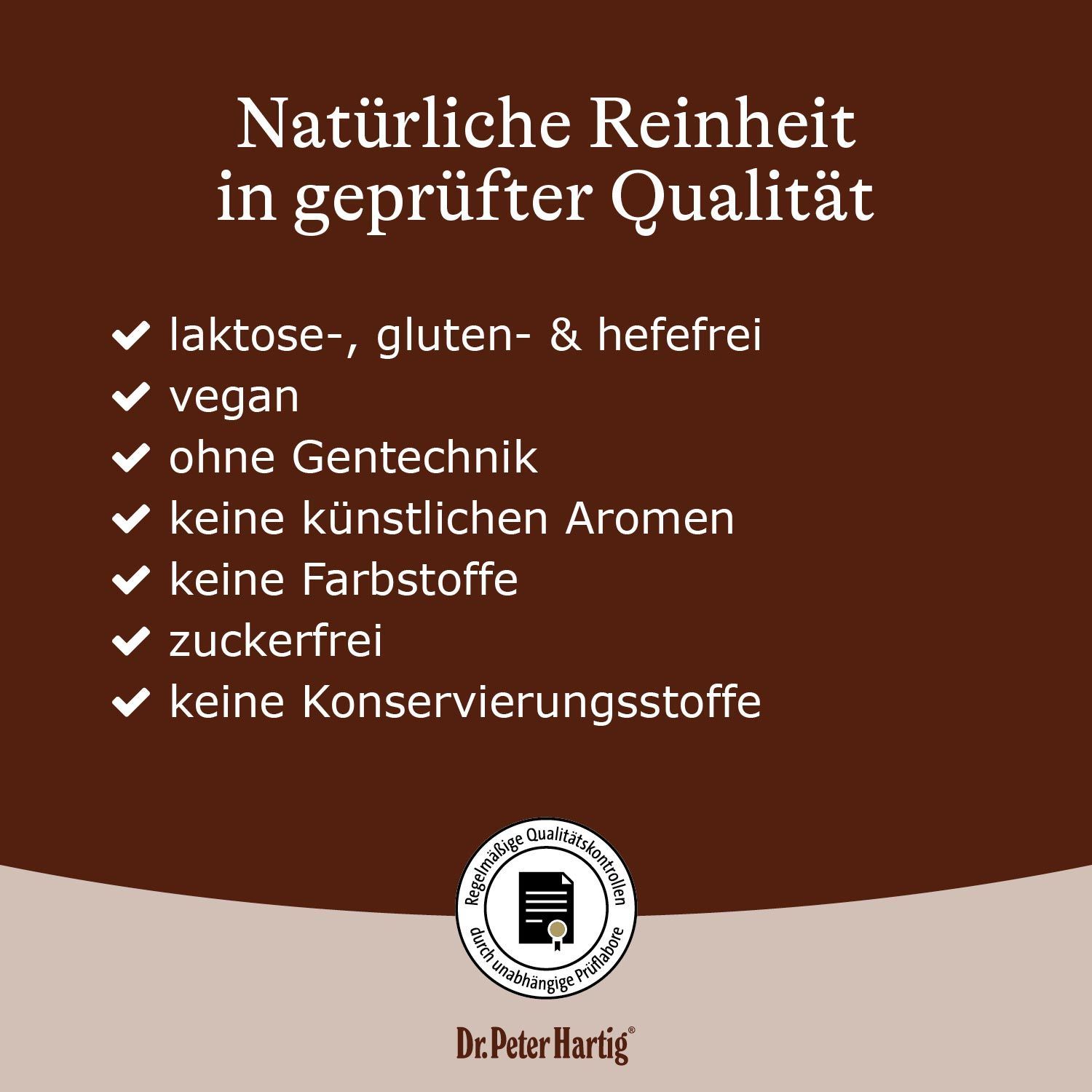 Etikett der Flasche: Dr. Peter Hartig Weihrauch Spezial 5000. Inhaltsstoffe, Nährwertangaben. Abbildung von Weihrauchharz.