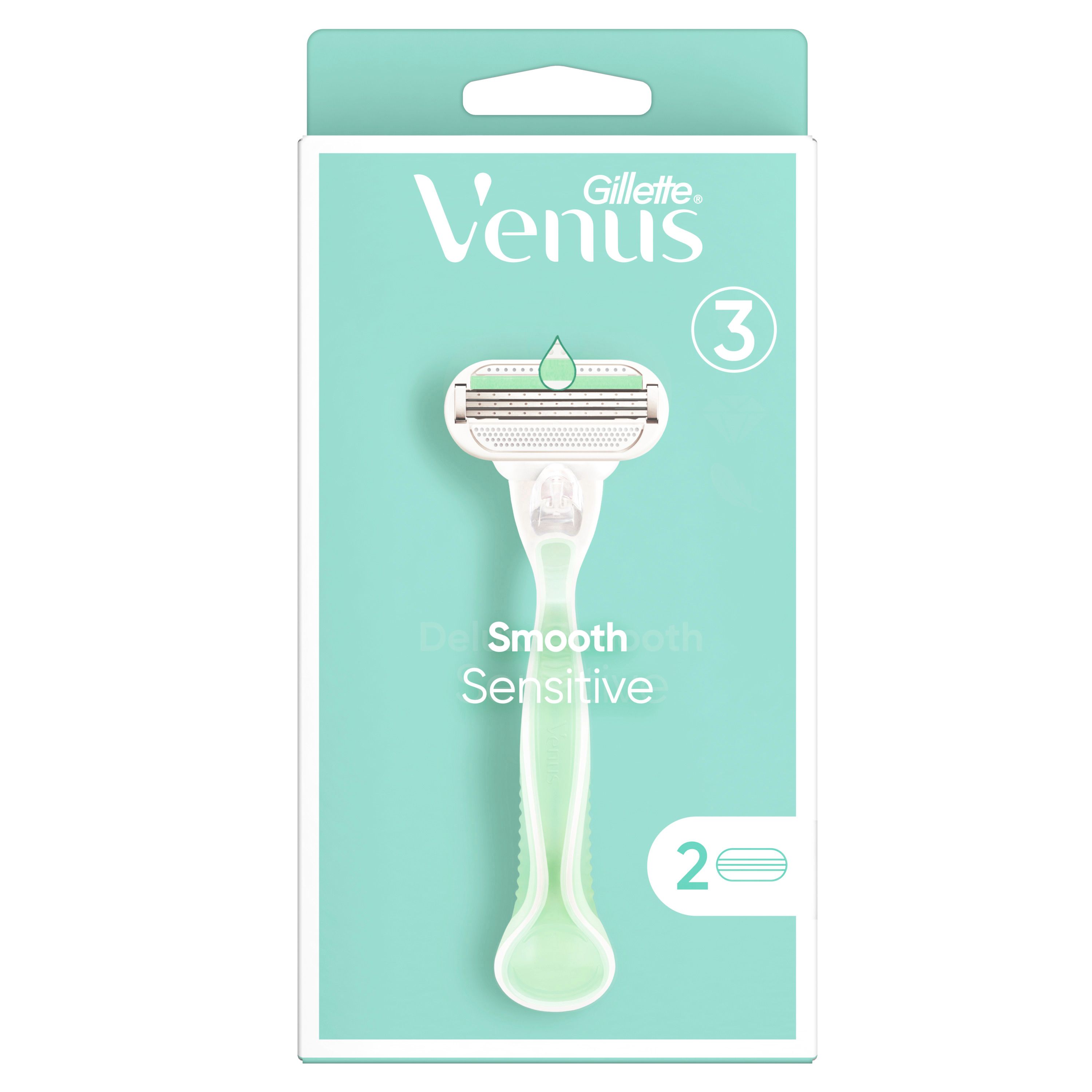 Gillette Venus - Rasierapparat 'Smooth Sensitive' + 2 Ersatzklingen