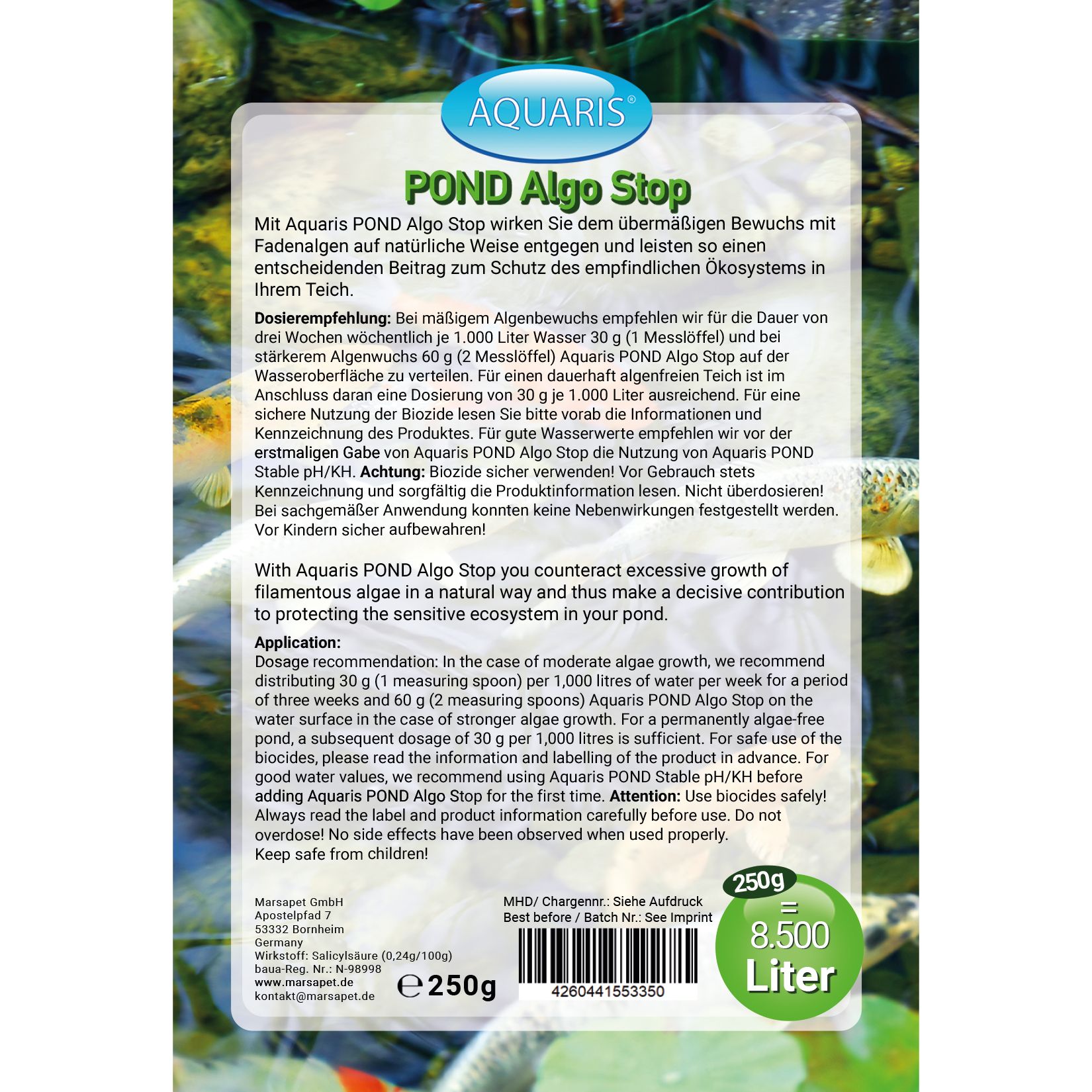AQUARIS Teichpflege-Produkte für Teichfische - POND Algo Stop