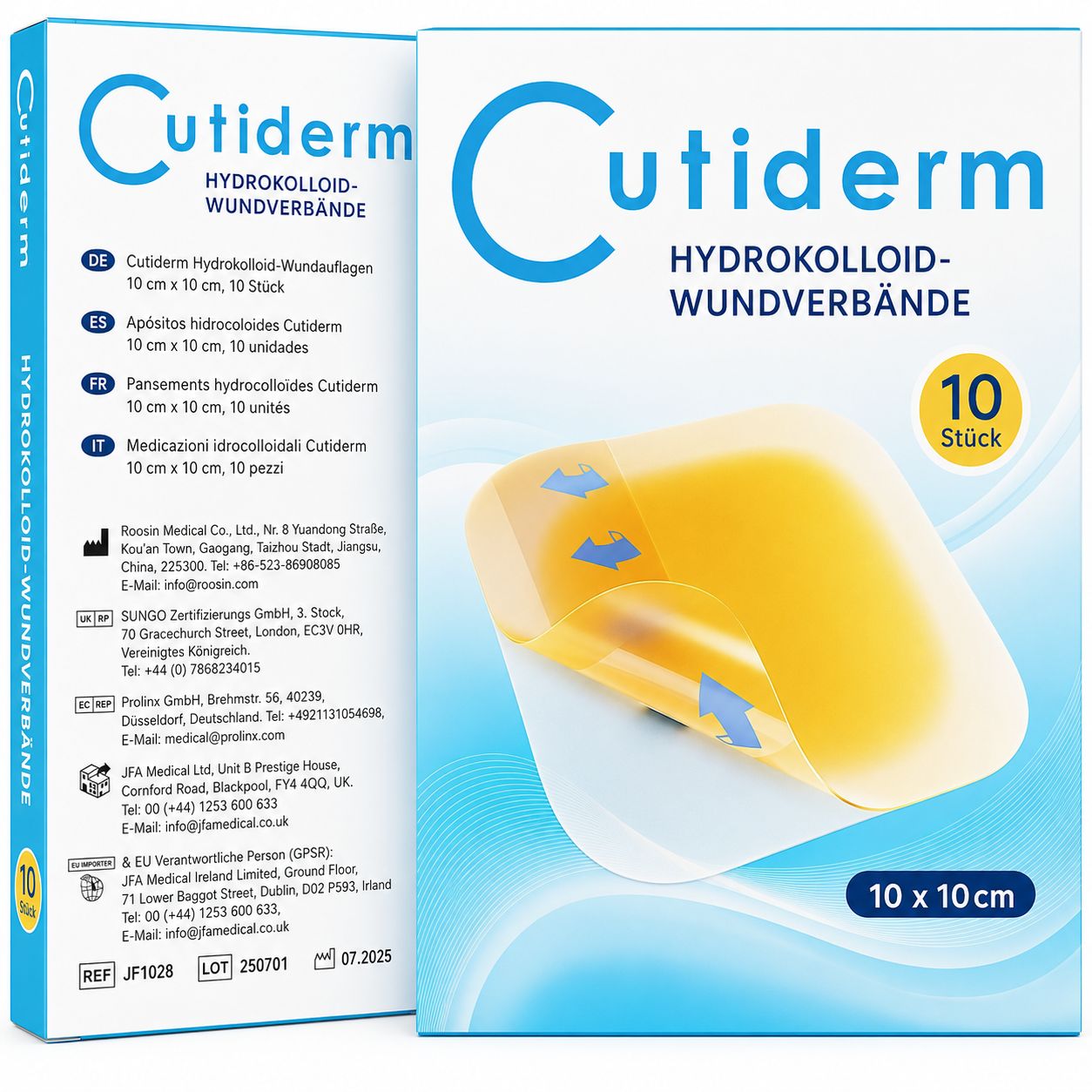 Medicazioni idrocolloidali sterili 10 cm x 10 cm Cutiderm