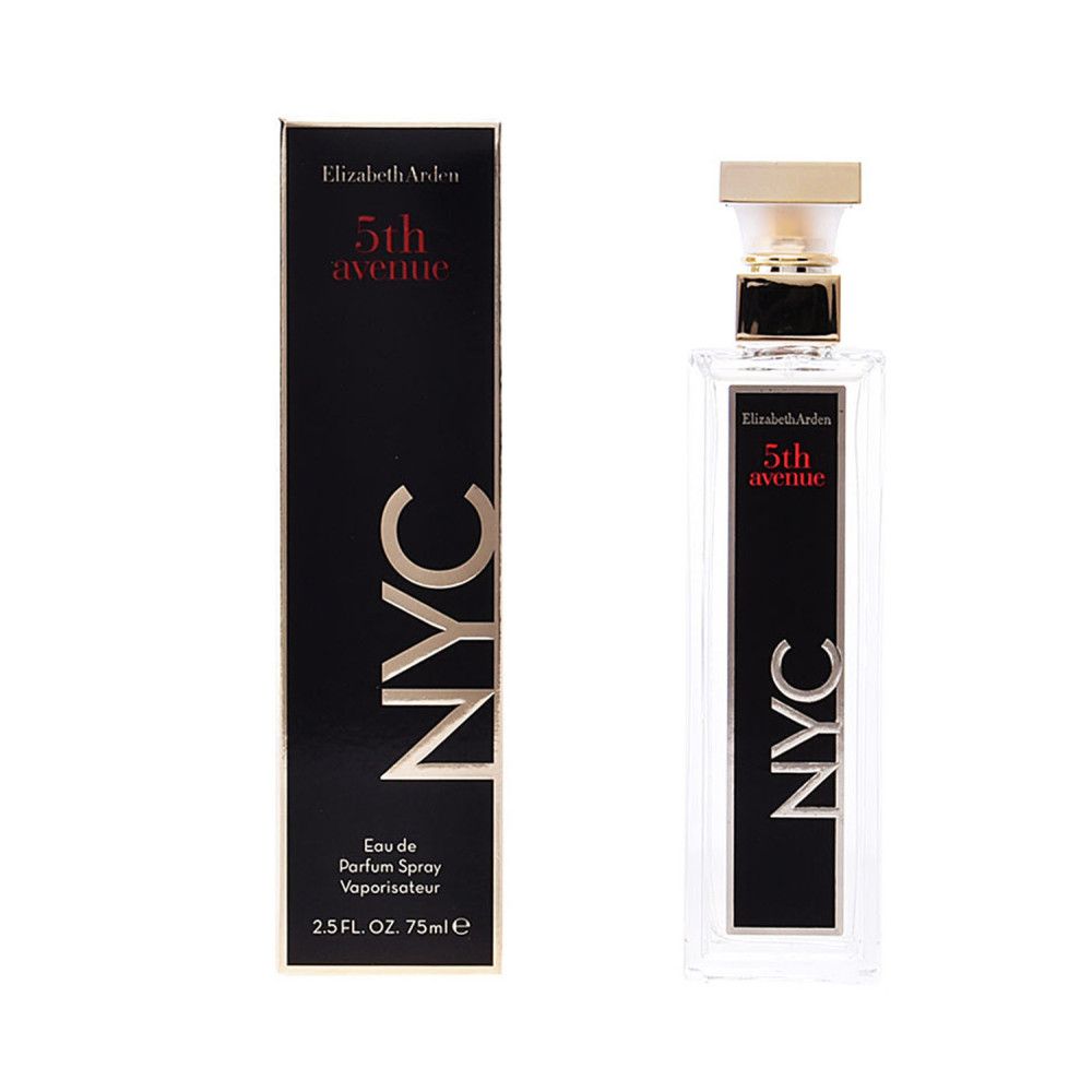 Flakon und Verpackung. Flakon rechteckig, schwarz-goldenes Etikett. Verpackung schwarz mit Text.