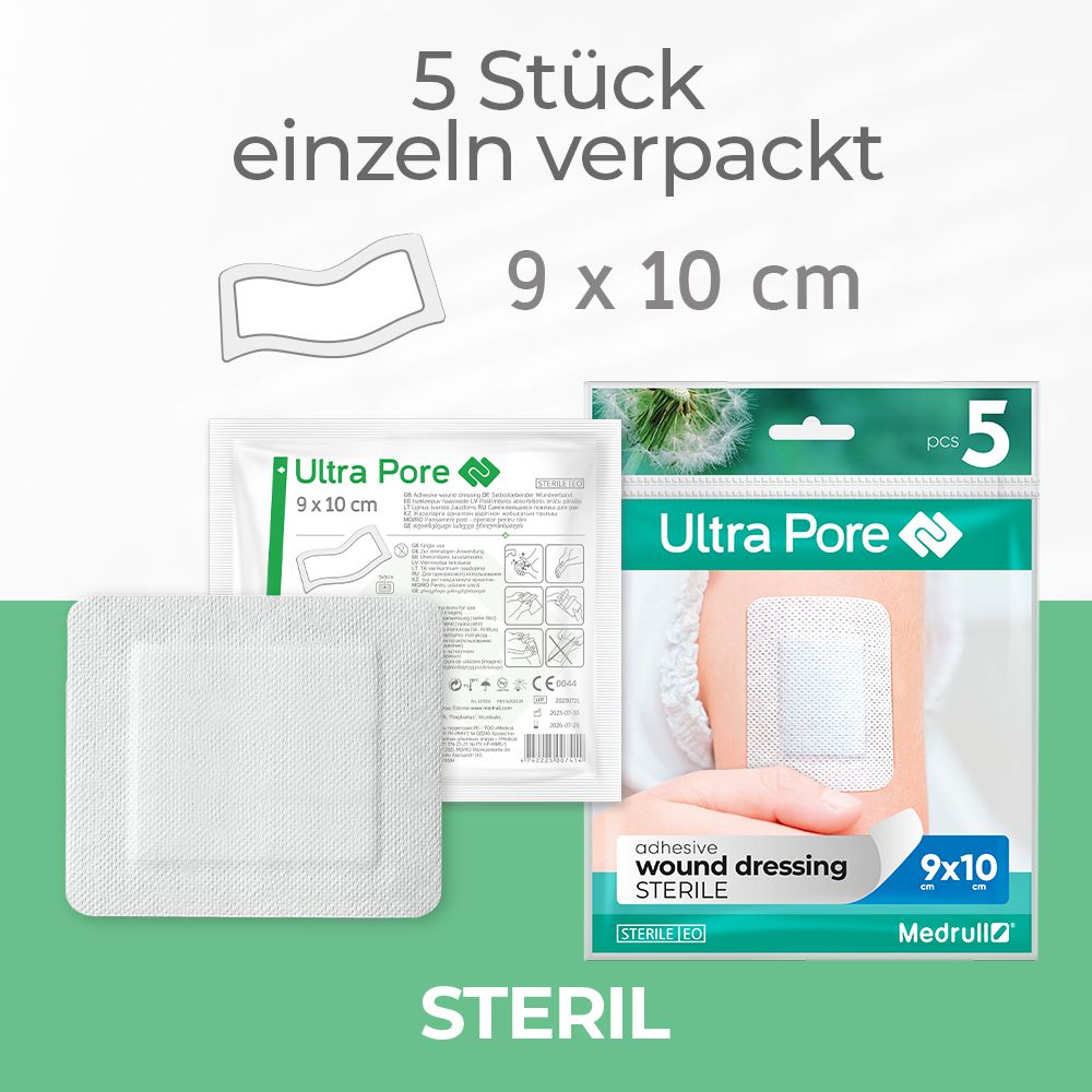 Medrull Ultra Pore steriler, selbstklebender Wundverband / Wund-Pflaster 9 x 10cm
