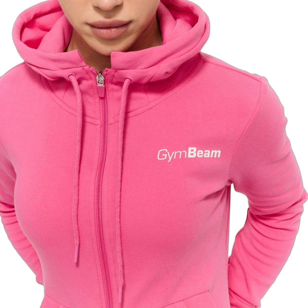 GymBeam Hoodie Damen regular mit Kapuze Reißverschluss Taschen Dragonfruit
