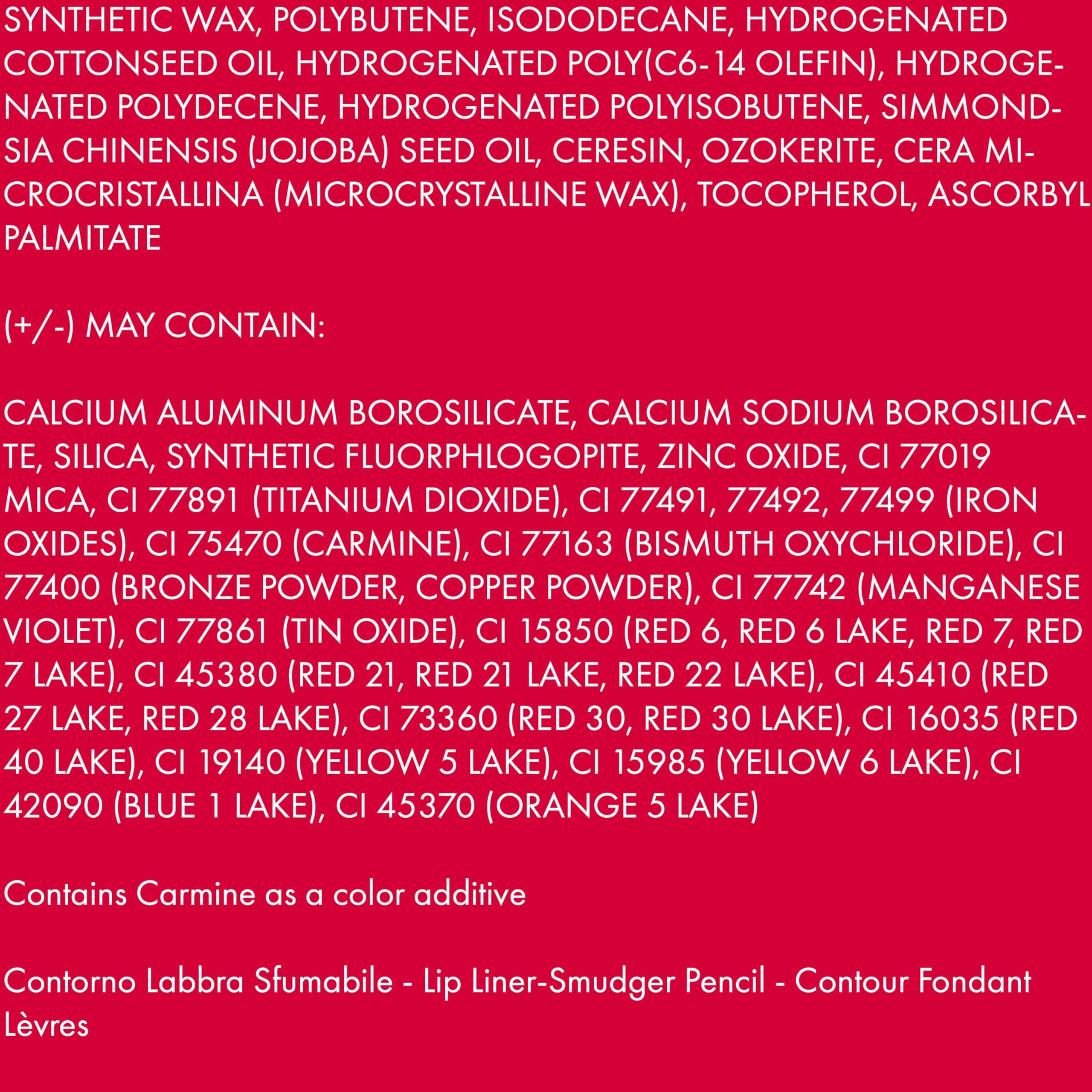 Zutatenliste für PUPA TRUE LIPS 003, mit Farbangaben und Zusatzstoffen.
