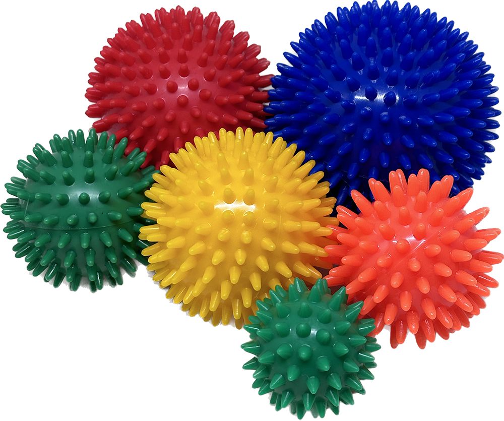Igelball 6er-Set (blau - rot - gelb - orange - 2xgrün)