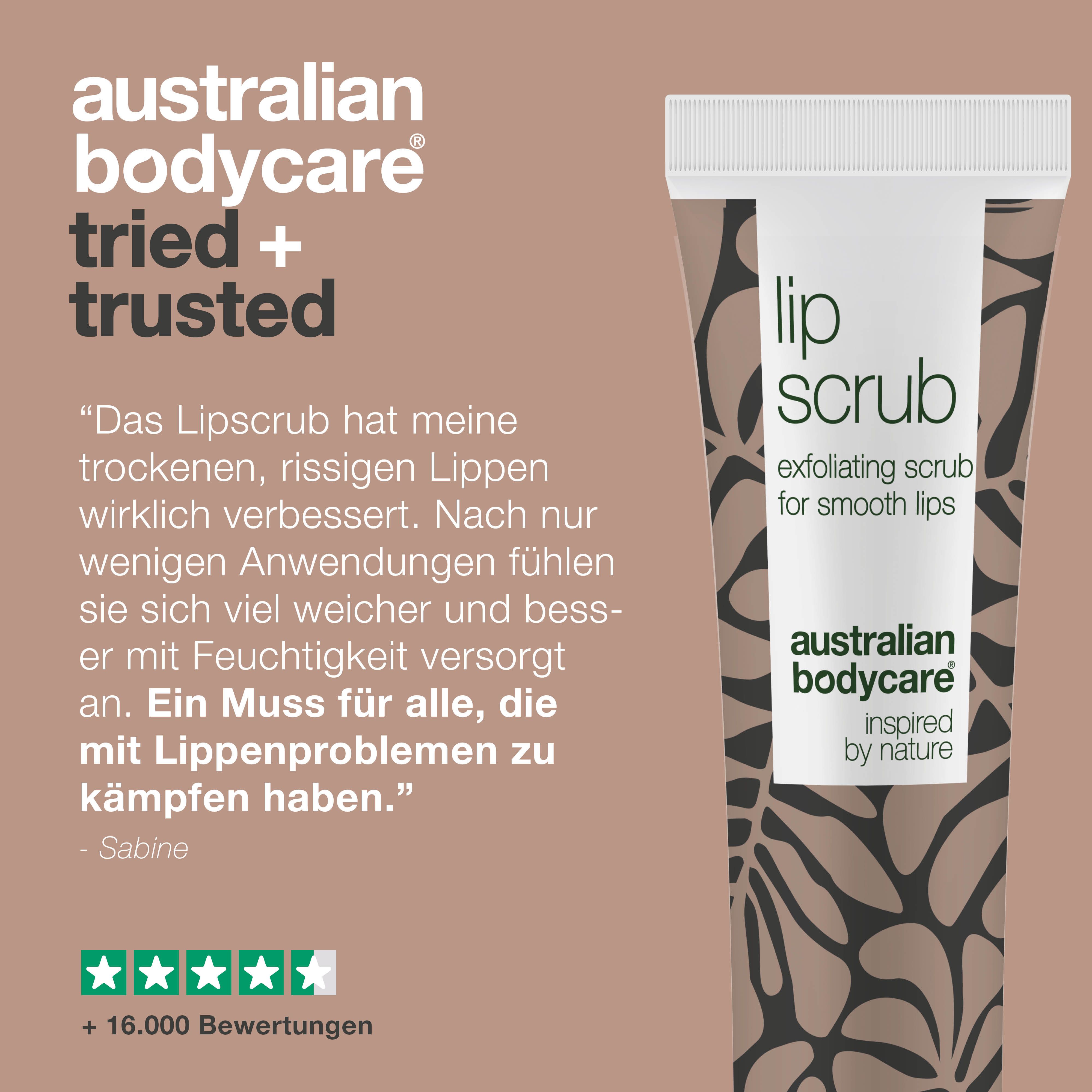 Collage mit Personen und Produkten von Australian Bodycare. Text: Australian Bodycare Skincare seit 1990.