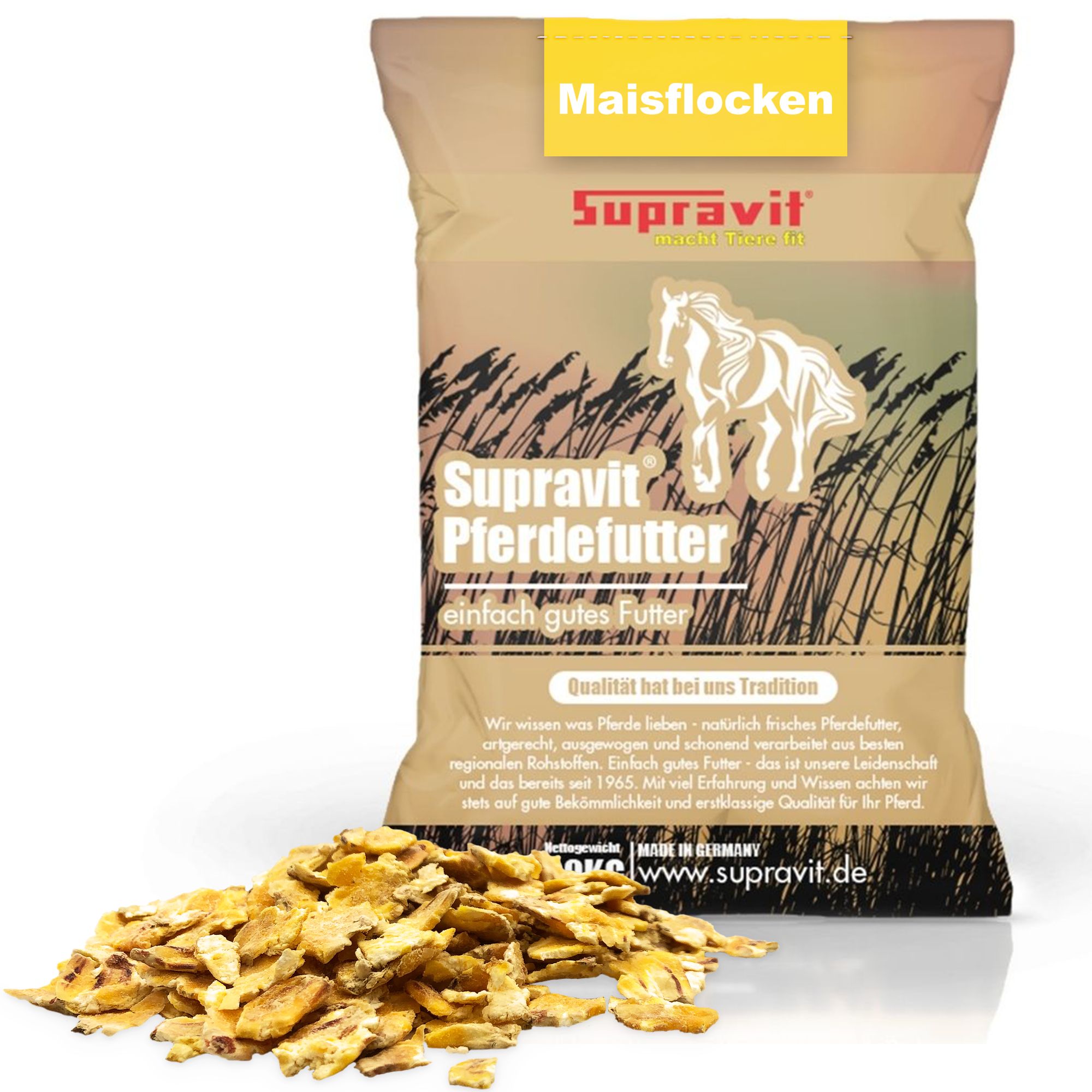 Supravit Maisflocken für Ihr Pferd - Ergänzungsfutter eine schnelle Gewichtszunahme 20 kg