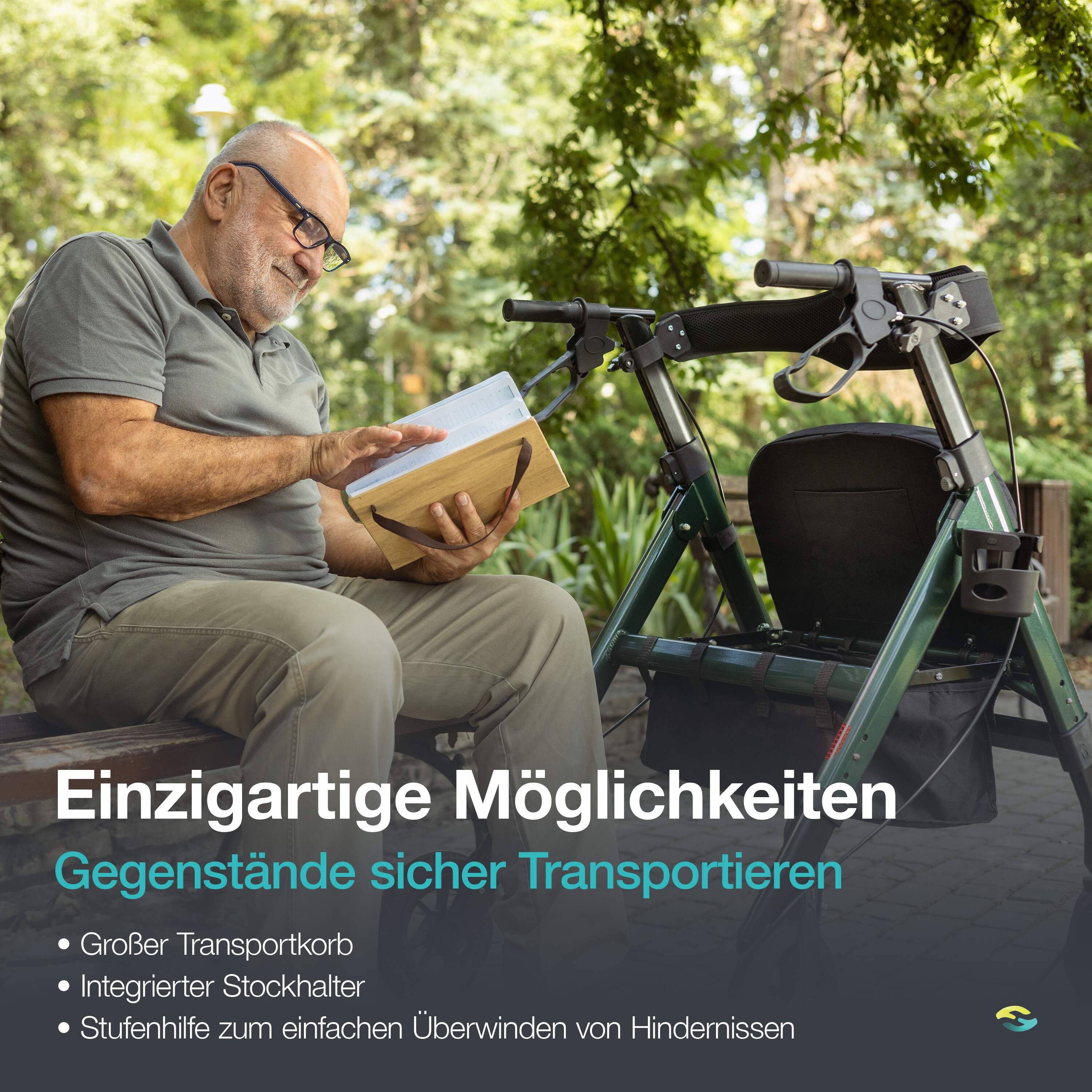 Helavo XXL Schwerlastrollator extra breit faltbar mit Vollgummireifen bis 226kg