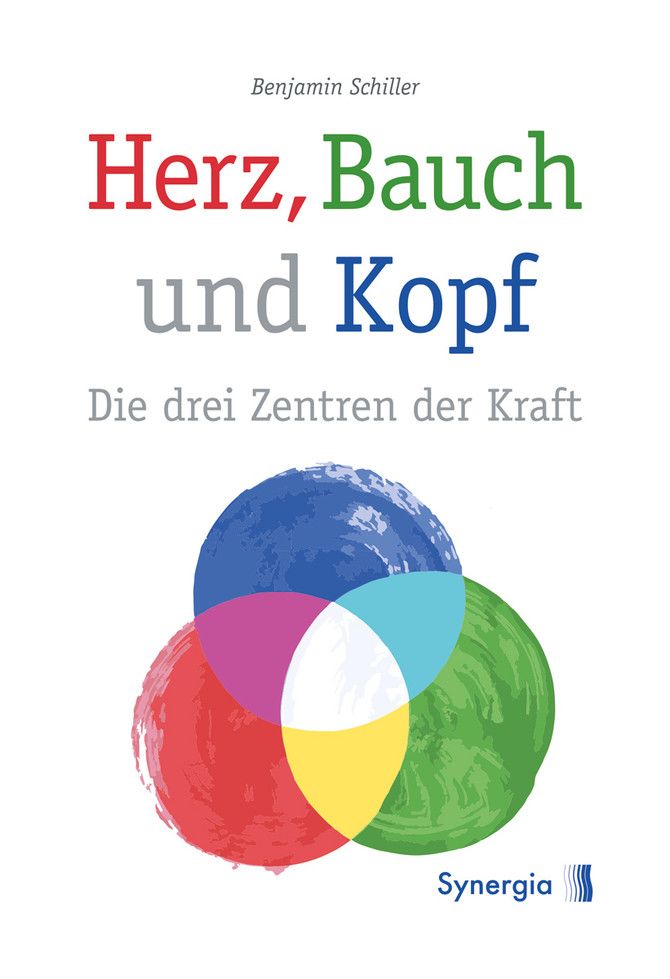 Buchcover mit Titel Herz, Bauch und Kopf. Autor: Benjamin Schiller. Illustration: drei sich überlappende Kreise in Rot, Blau und Grün.