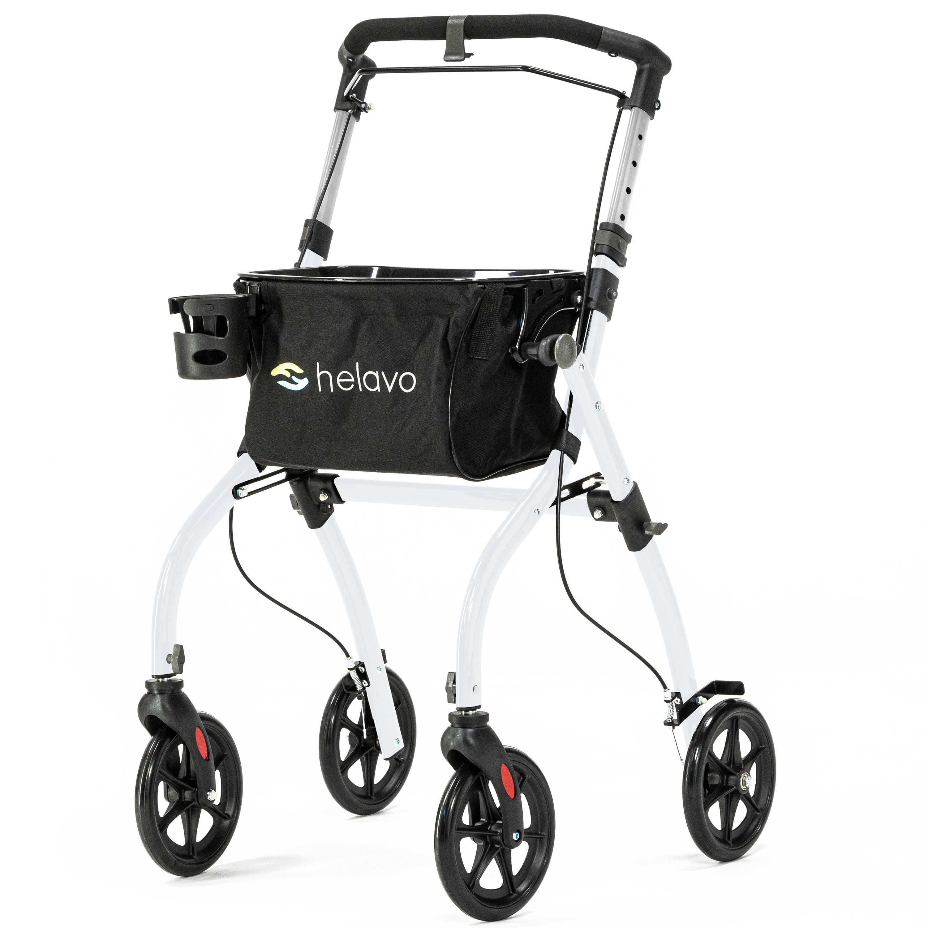 Helavo Wohnungsrollator 60 cm schmal Indoor Rollator mit Tablett & Korb