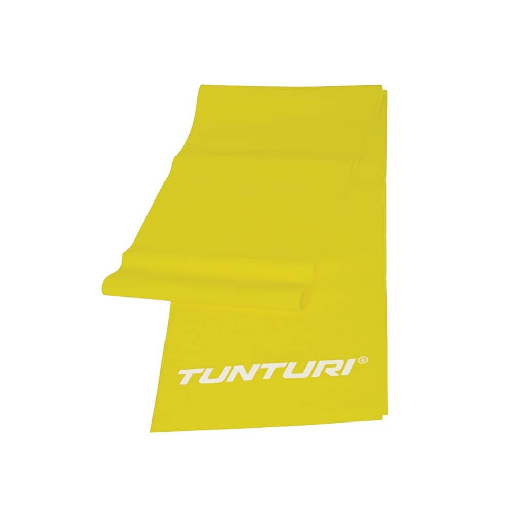 Gelbes Widerstandsband. Aufgedruckter Markenname: Tunturi.