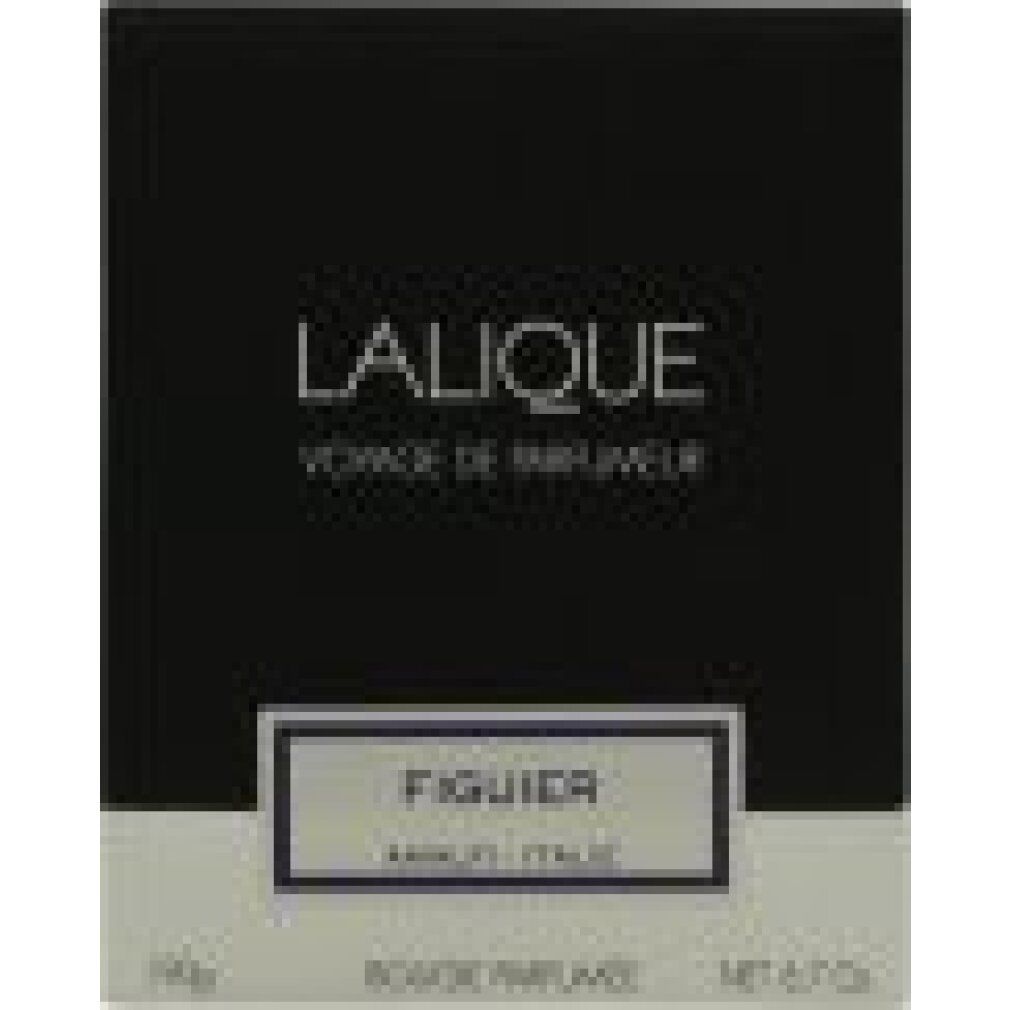 Verpackung mit Aufschrift: Lalique, Figuier Amalfi. Schwarzer Hintergrund, weißer Text. Logo und Produktbezeichnung.