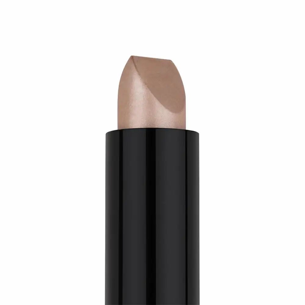 Champagnerfarbener Highlighter-Stick. Schwarzer Stift. Abgeschrägte Spitze.