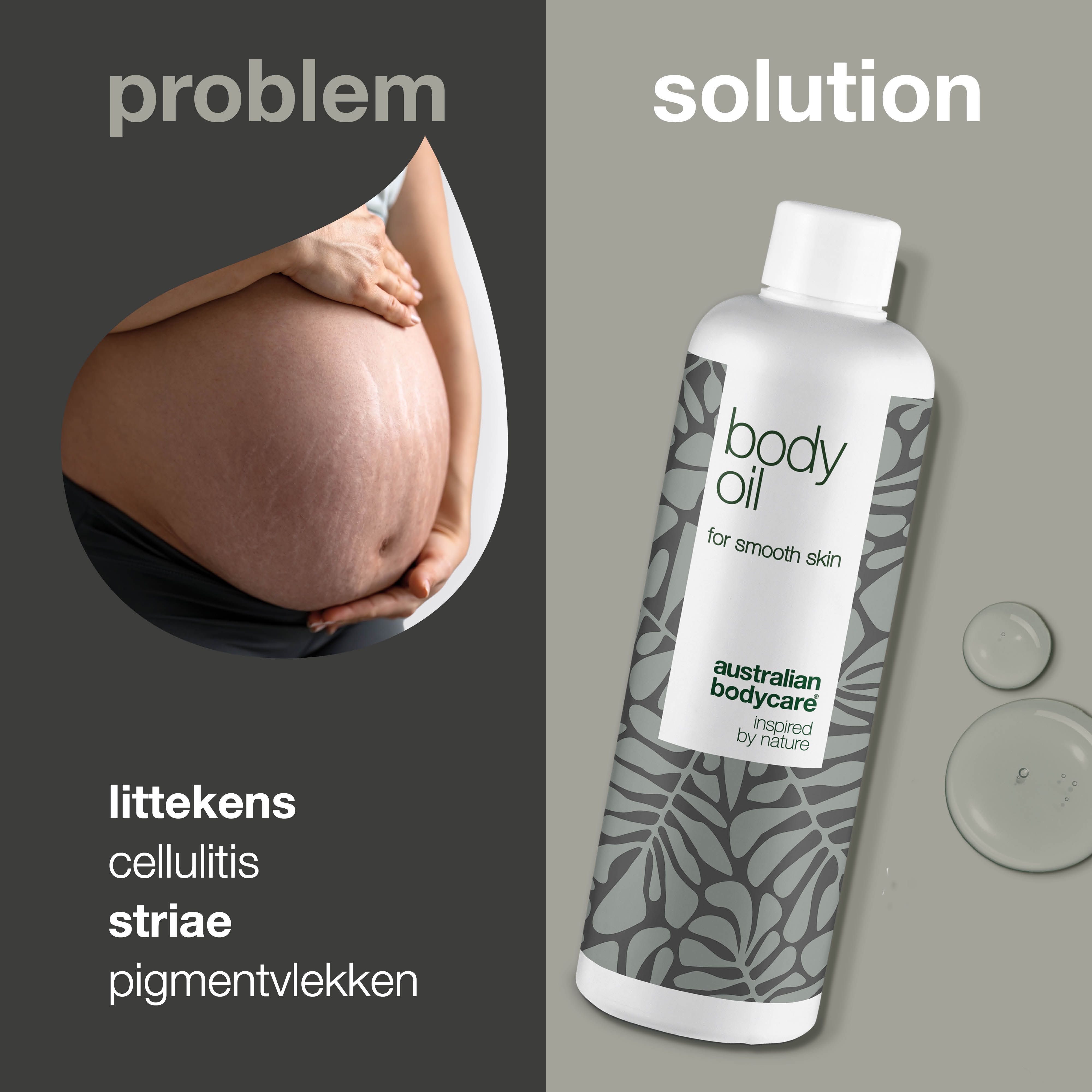 Collage met producten en personen. Merk: Australian Bodycare.