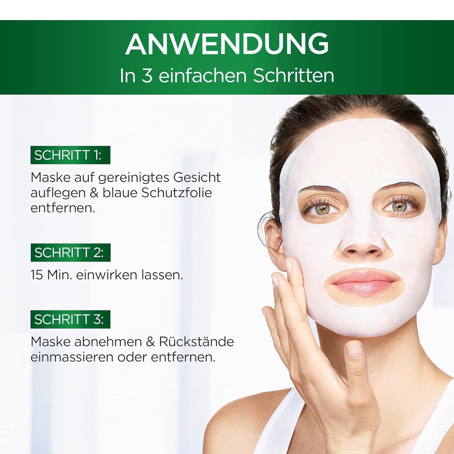 Garnier Feuchtigkeitsspendende Tuchmasken für trockene Haut, Mit Hyaluronsäure und Granatapfel