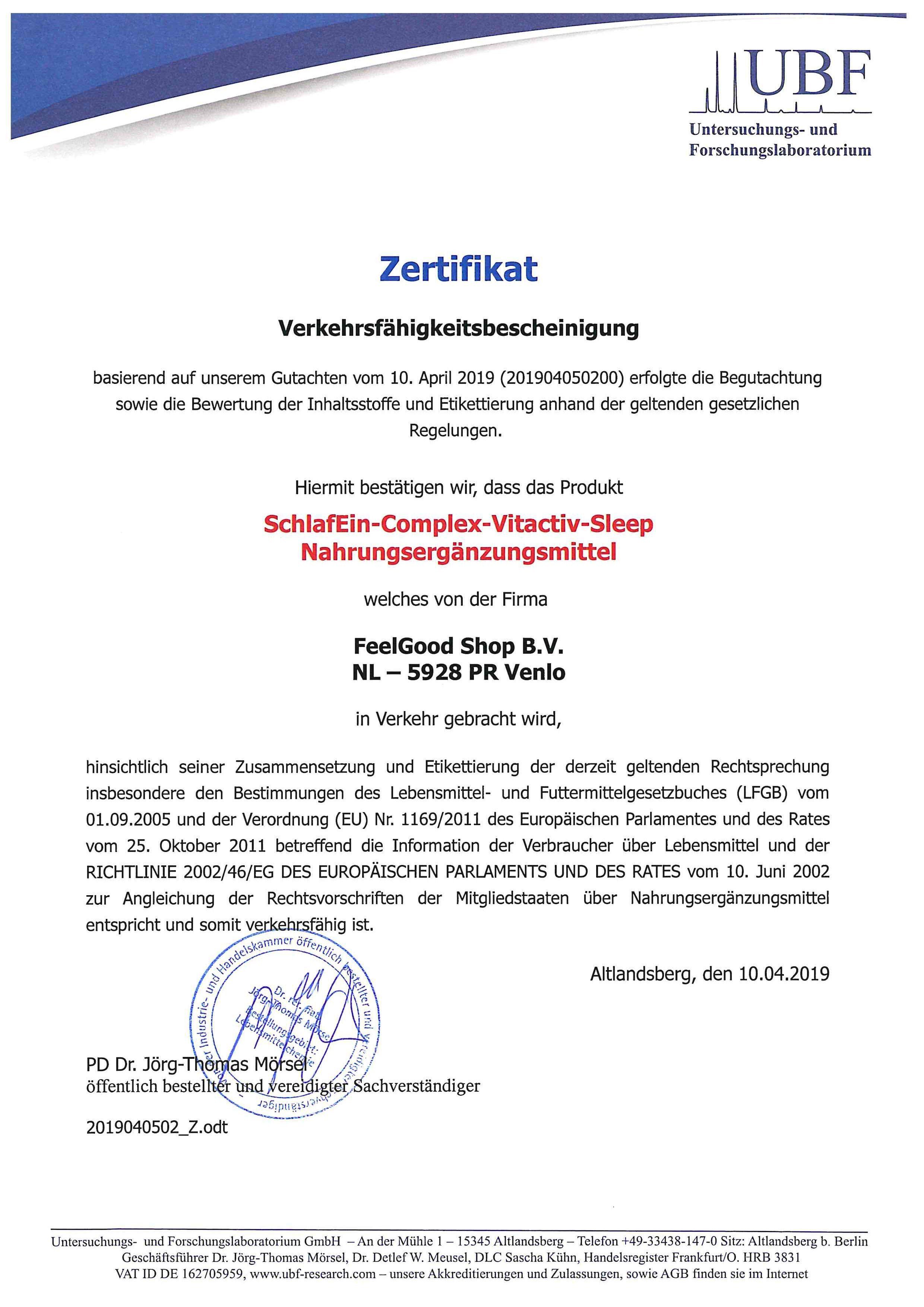 Vitactiv - SchlafEIN Complex - Natürliches Schlafmittel