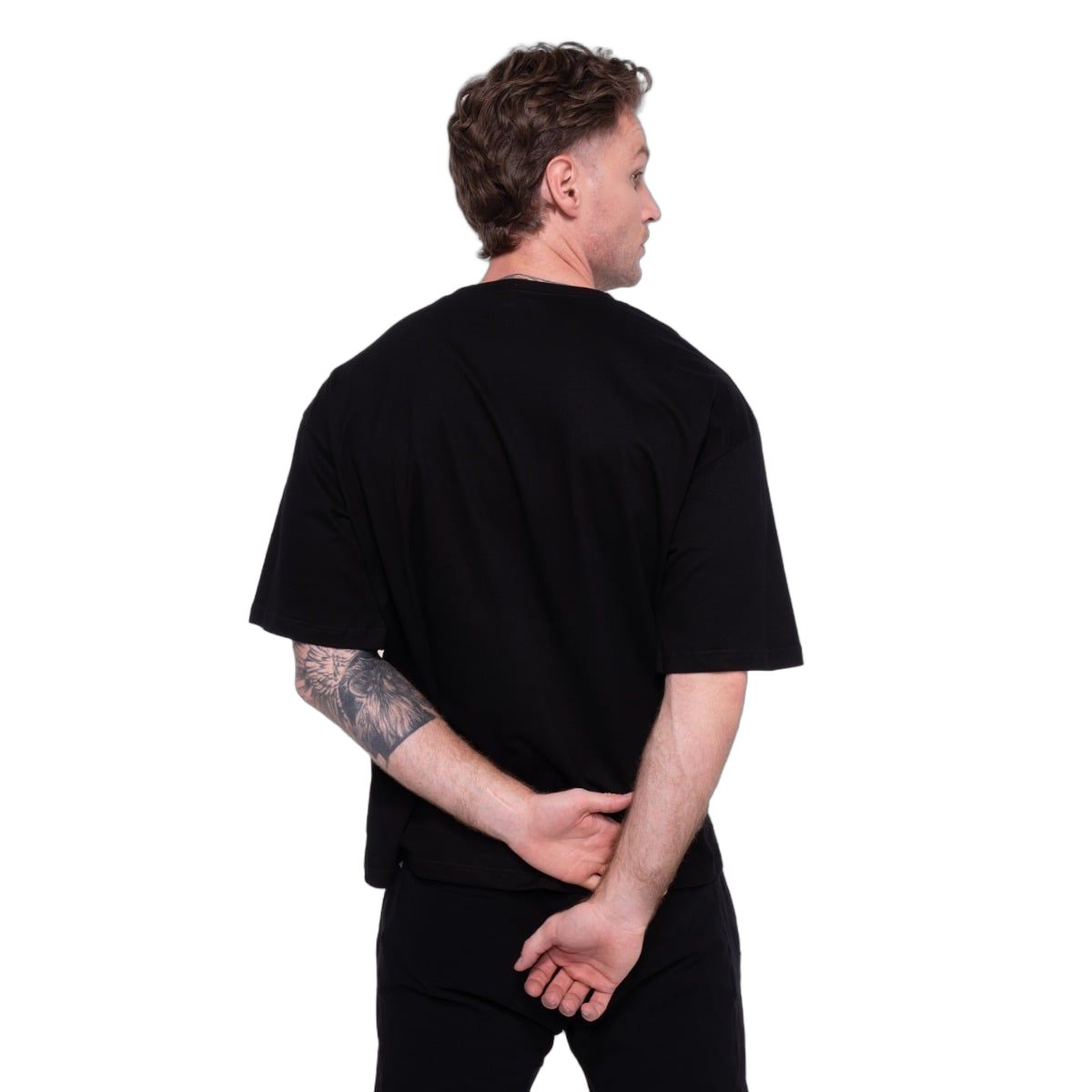 GymBeam T-Shirt Herren Oversized Kurzarm in Schwarz Thorn
