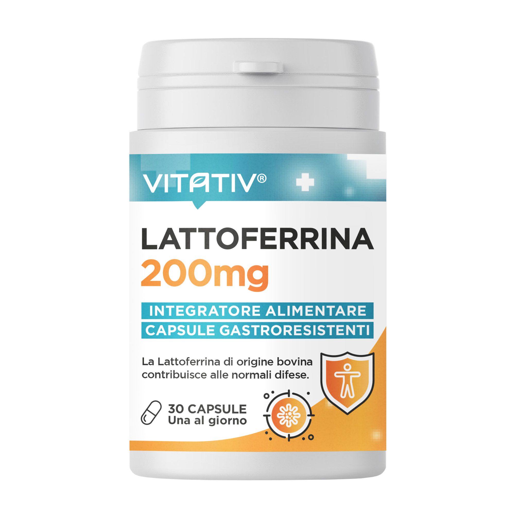 Vitativ® Lattoferrina 200 Immuno + Vitamina C - 30 Capsule Gastroresistenti