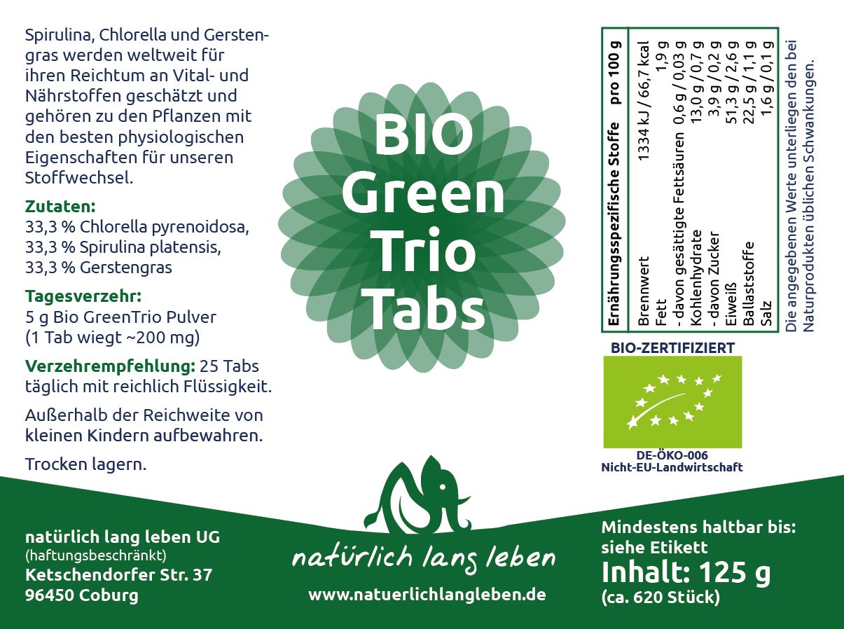 natürlich lang leben BIO Green Trio Tabs