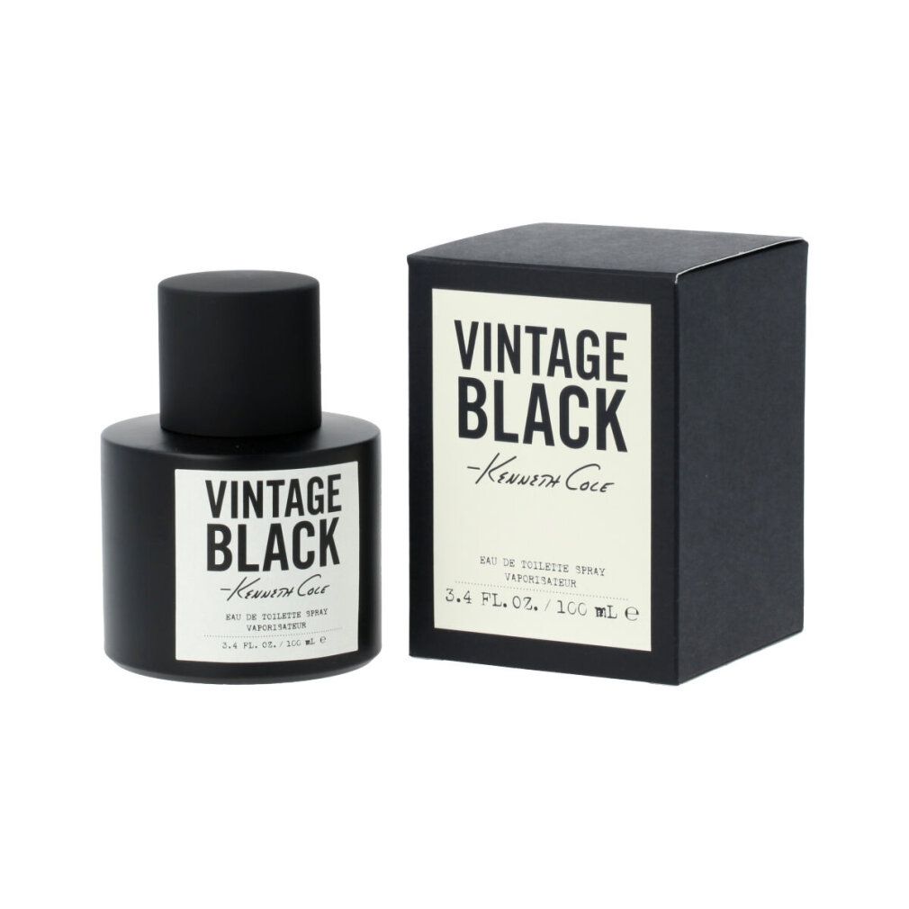 Schwarzer Flakon und Karton. Aufschrift: VINTAGE BLACK -Kenneth Cole-. Eau de Toilette Spray. 3.4 FL. OZ. / 100 ml. Flakon und Karton.