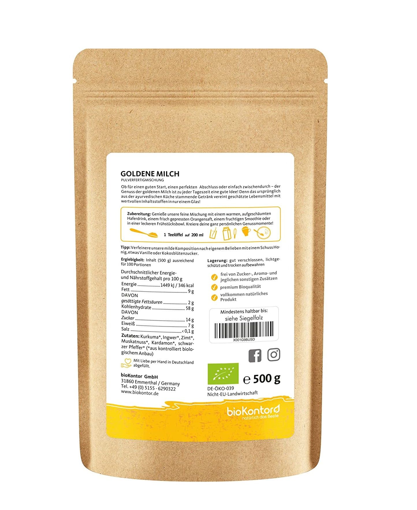 bioKontor Goldene Milch 500 g Pulver