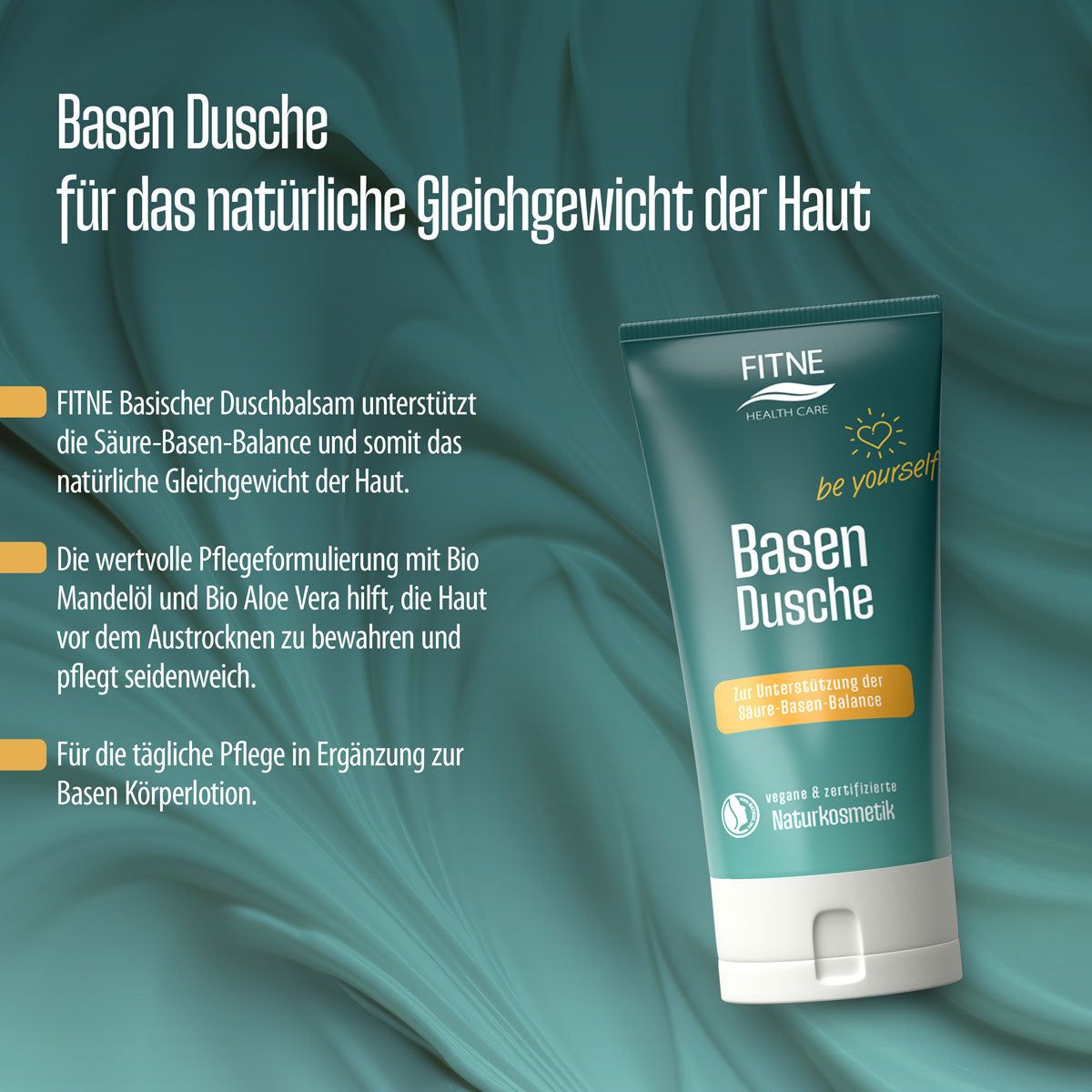 Fitne Basische Dusche Tube mit Textinformationen.