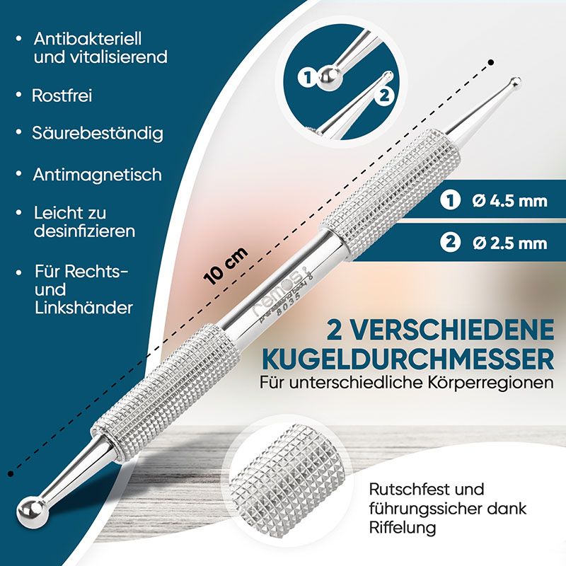REMOS Akupressurstift, Edelstahl, Ø 2.5 / 4.5 mm, Länge 10 cm