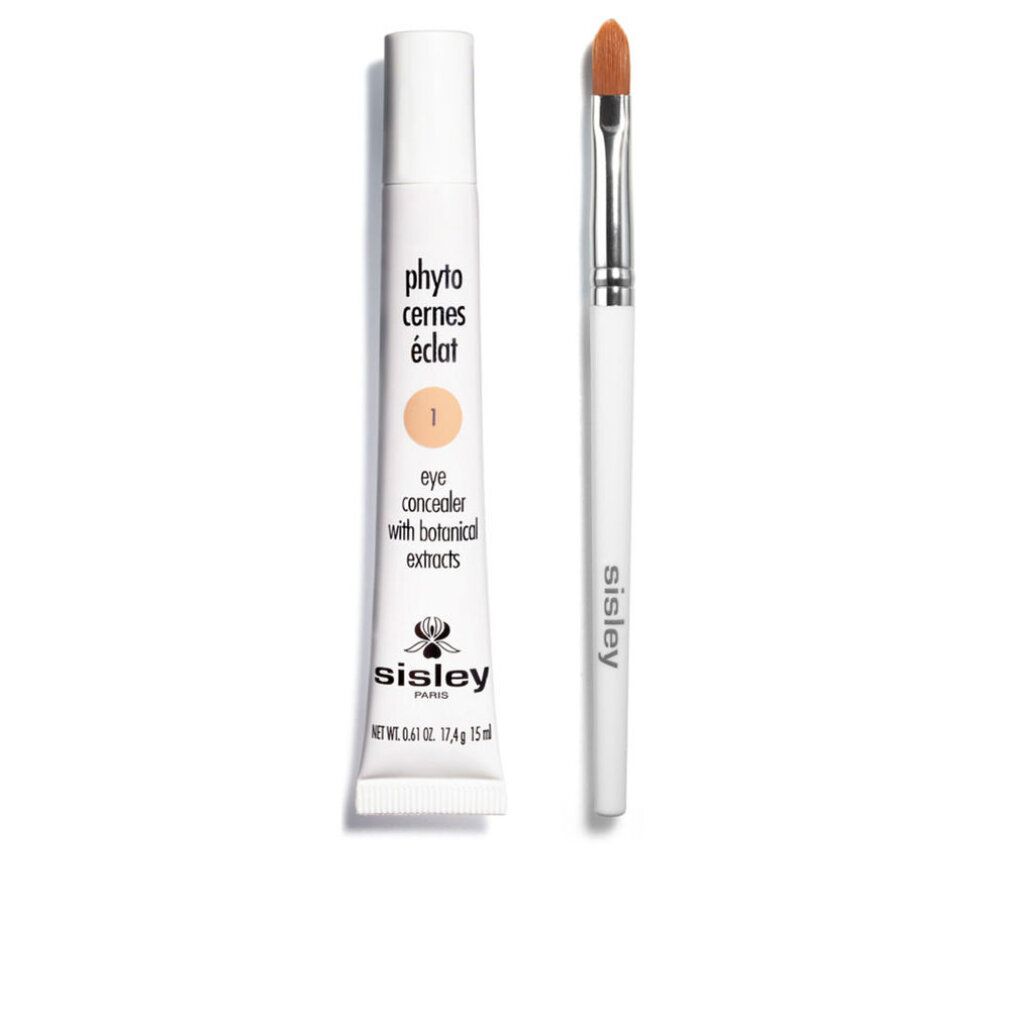 Weißer Tuben-Concealer mit Pinsel. Aufschrift: Phyto Cernes Éclat, 1, Eye Concealer. Marke: Sisley.