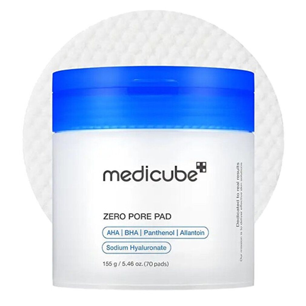 Medicube Zero Pore Pad 2.0: Behälter mit blauem Deckel, 70 Pads.