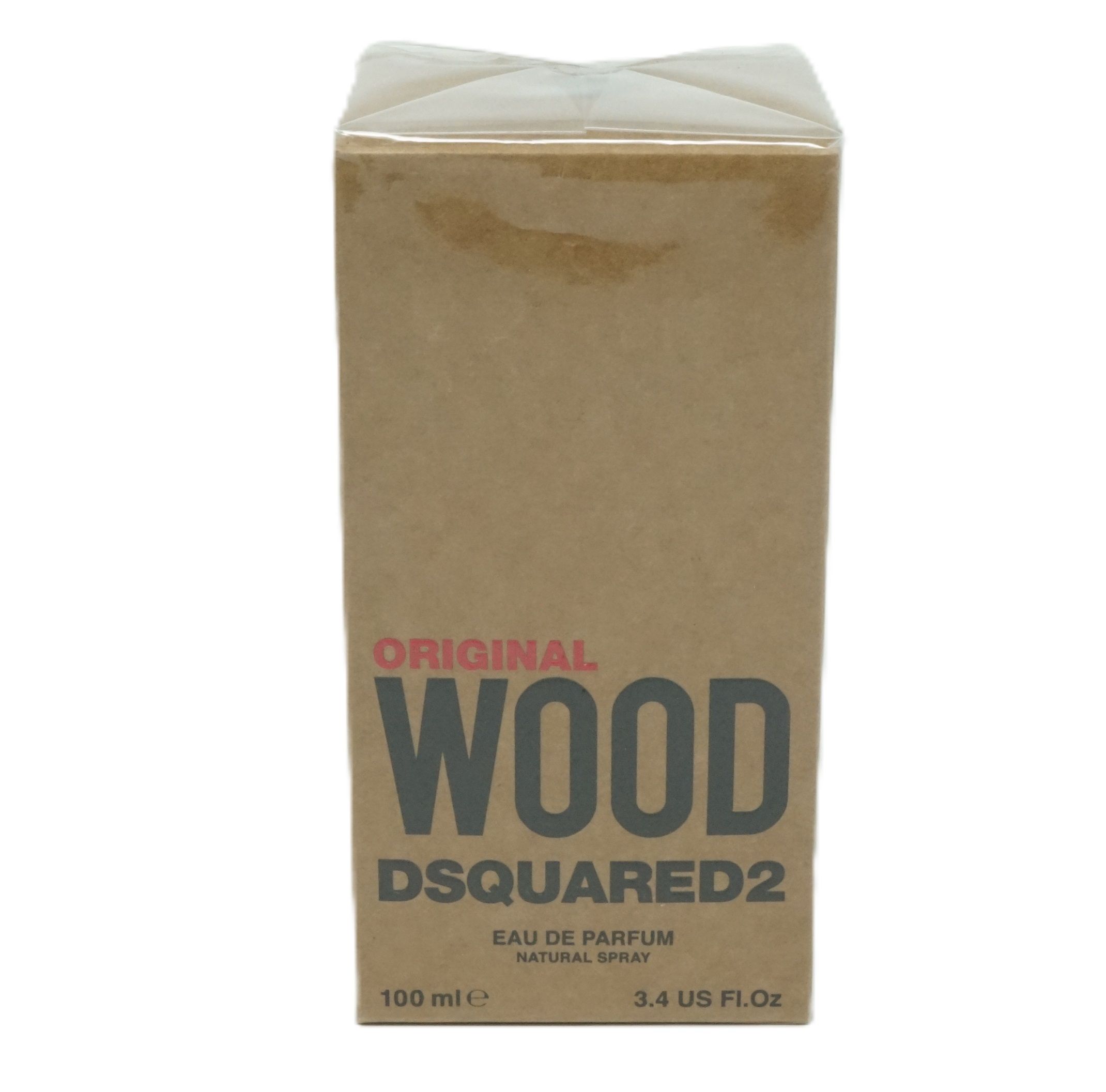 Dsquared2 Wood Original Eau de Parfum Verpackung auf weißem Hintergrund.