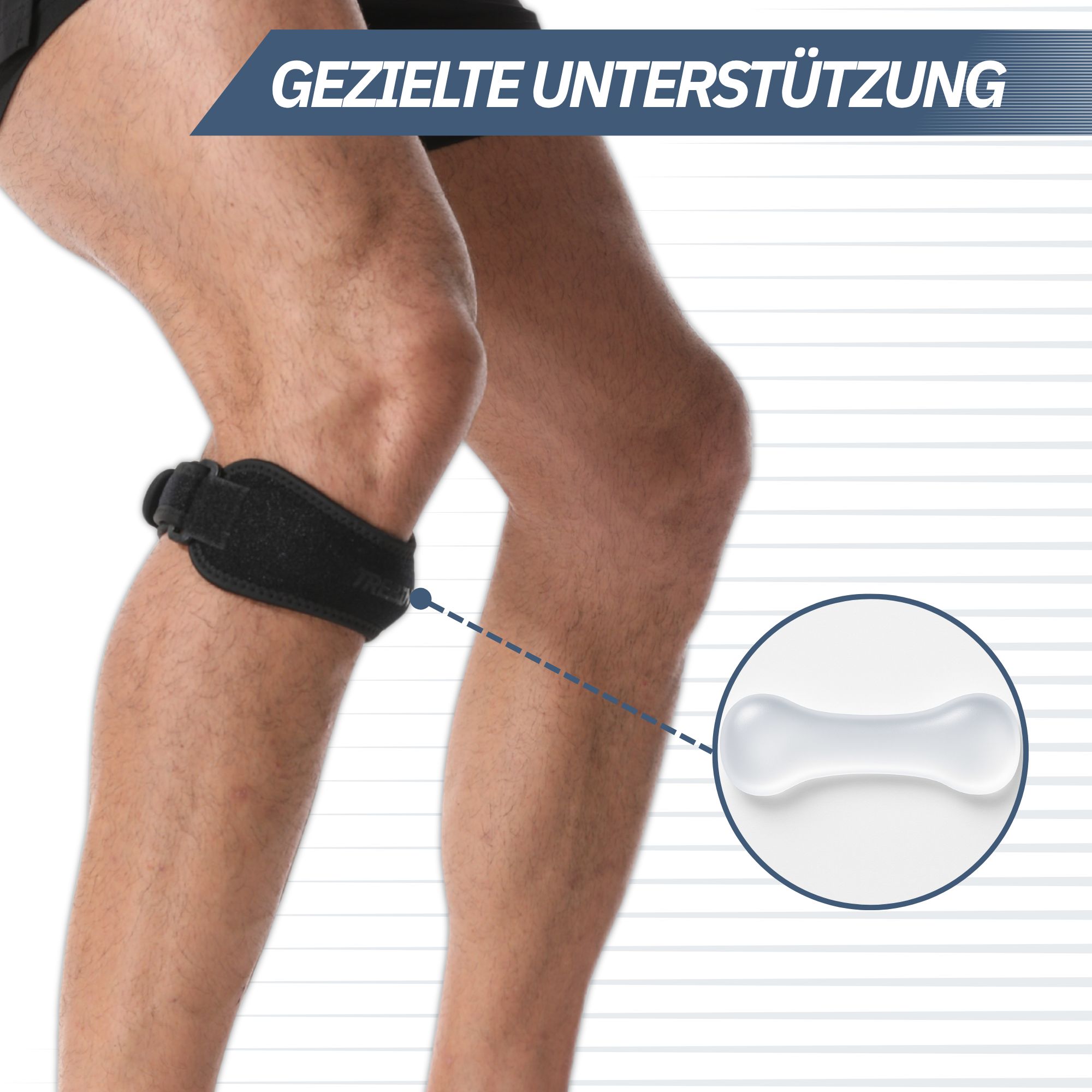 Zwei schwarze Bandagen: eine 19cm breite und eine 38cm lange, für Einheitsgröße.