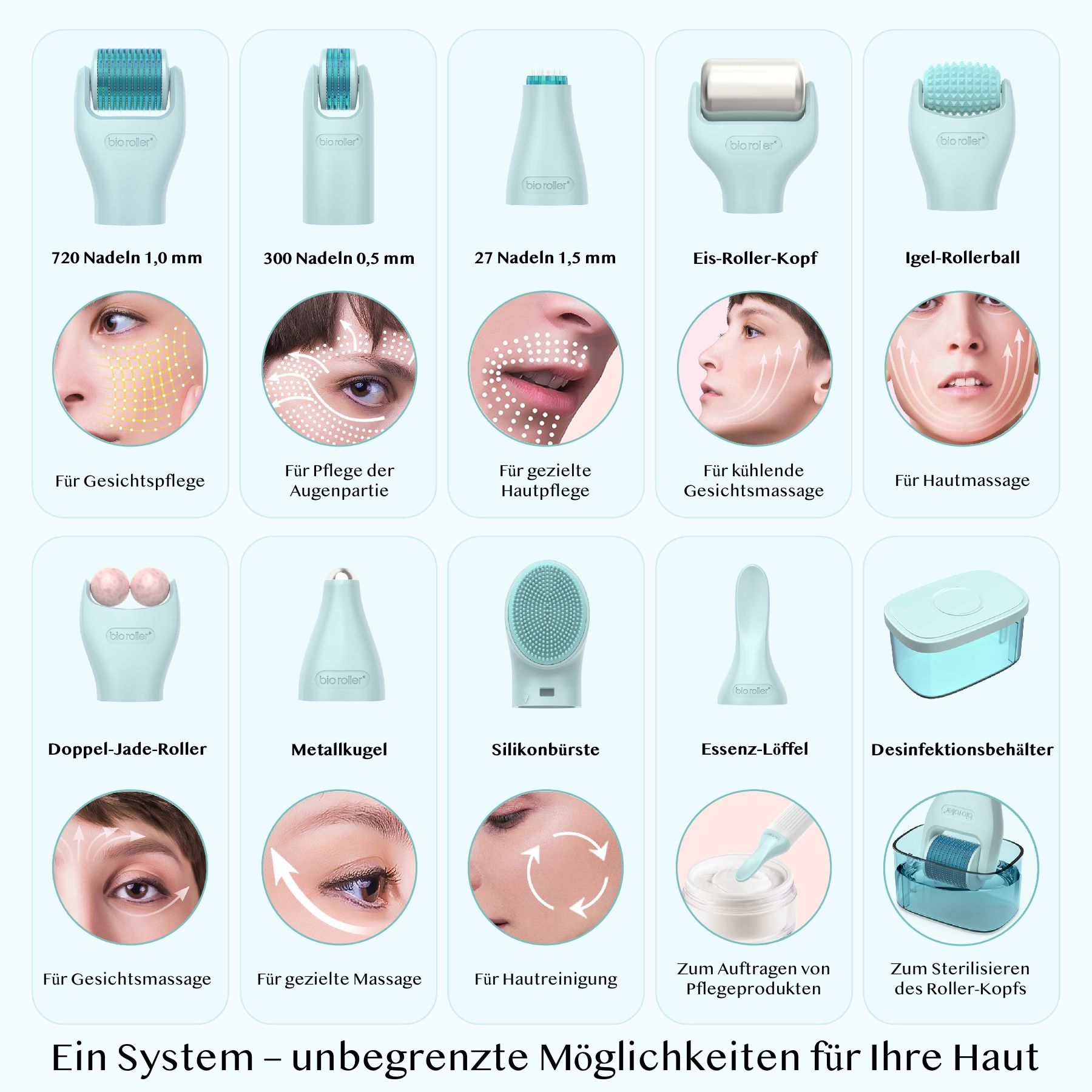 P-Beauty  Dermaroller Bio Roller G10 Microneedling für Hautpflege