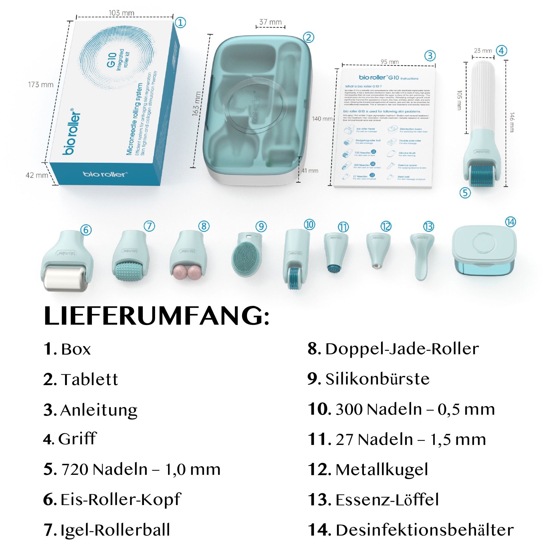 P-Beauty  Dermaroller Bio Roller G10 Microneedling für Hautpflege