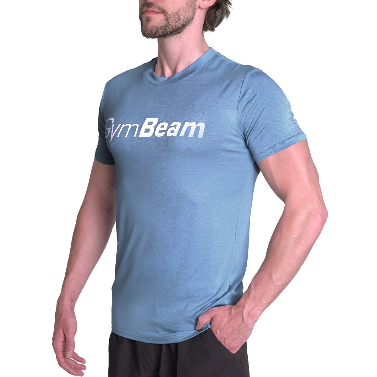 GymBeam T-Shirt Herren regular mit Kurzarm aus Viskose-Elastan-Mix in Blau