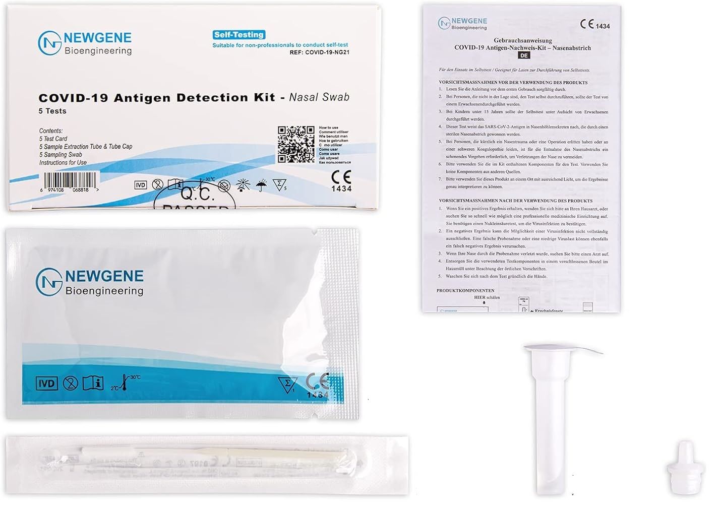 Newgene Covid-19 Antigen Laientest | Nasenabstrich + Gratis BLT Desinfektionsmittel 10 St