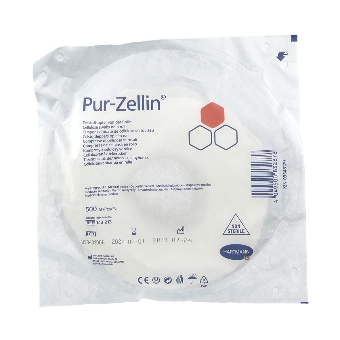 Pur-Zellin 4x5 cm unsteril Rolle zu 500 St. 1 St Tupfer