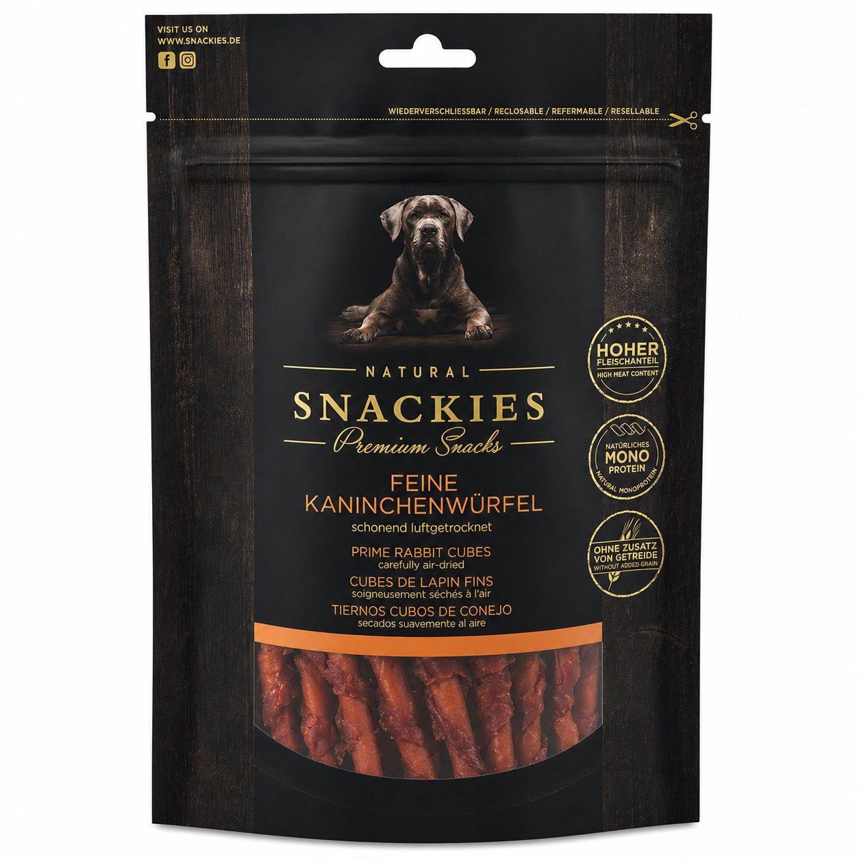 Snackies Feine Kaninchenwürfel - Hundesnack 80 g Futter